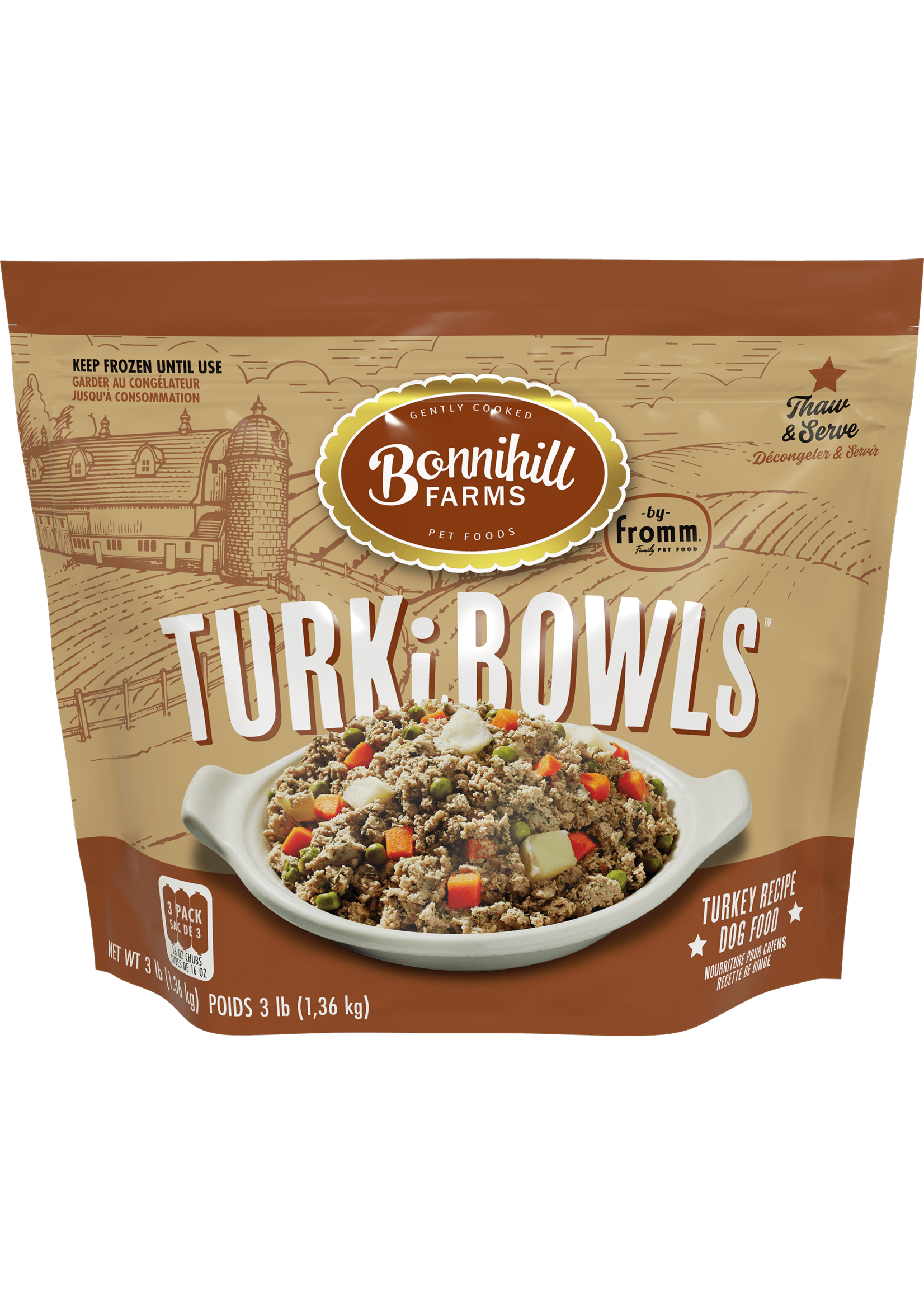 Fromm Bonnihill Farms by Fromm TurkiBowls Turkey Recipe Gently Cooked Frozen Dog Food - 3 lb
