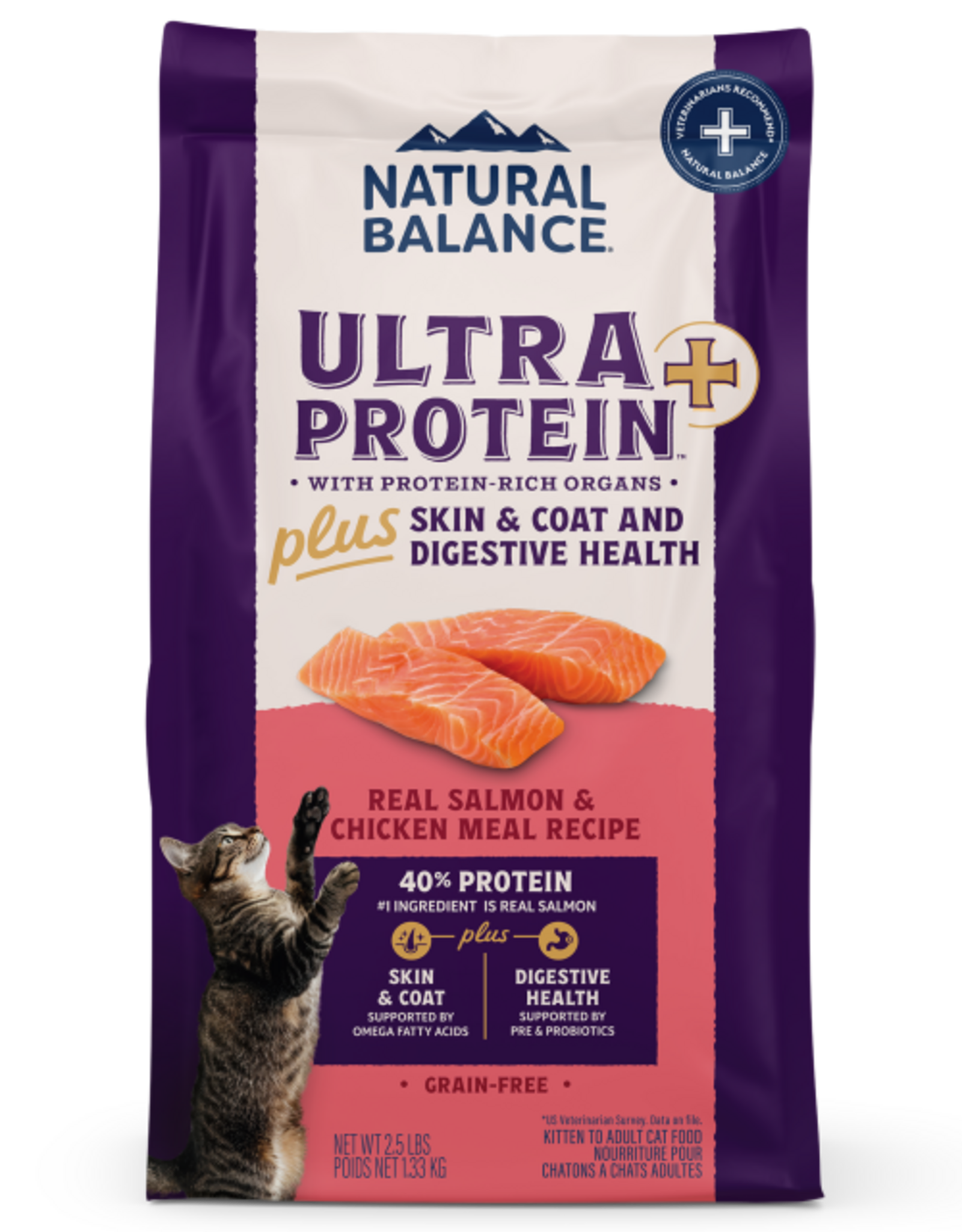 Natural Balance Natural Balance Ultra Protein Plus Skin & Coat and Digestive Health Dry Cat Food Salmon & Chicken Meal - 5 lb
