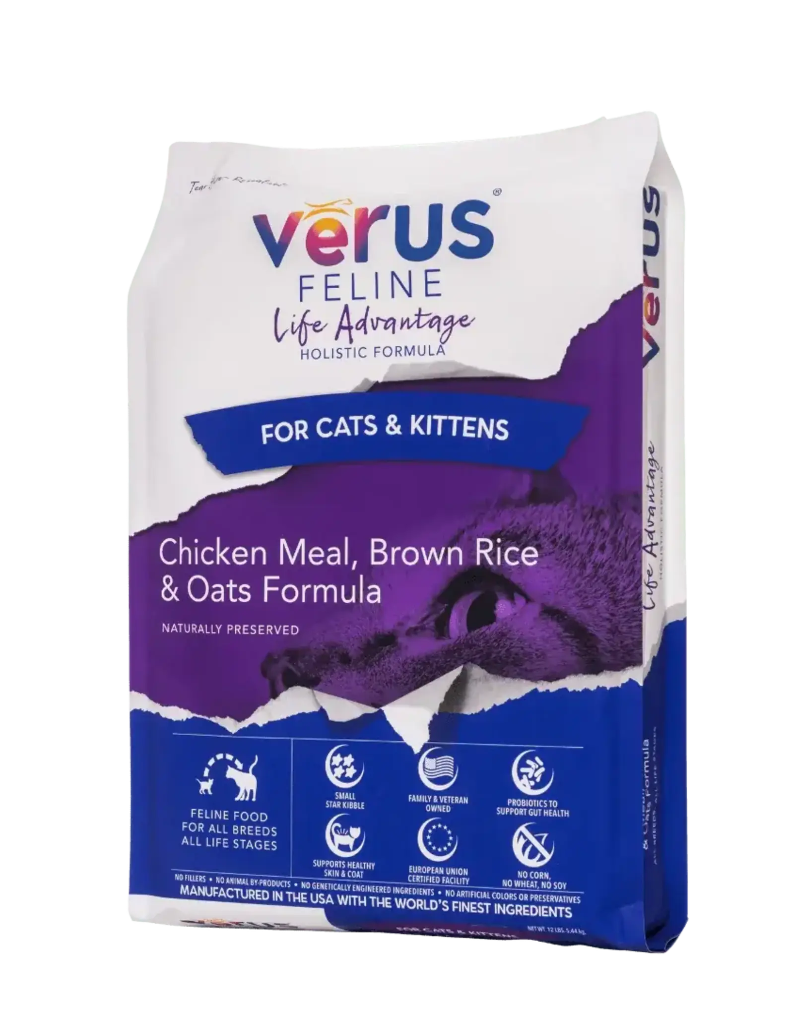 Verus VēRUS Feline Life Advantage Chicken Meal, Brown Rice & Oats - 12 lb