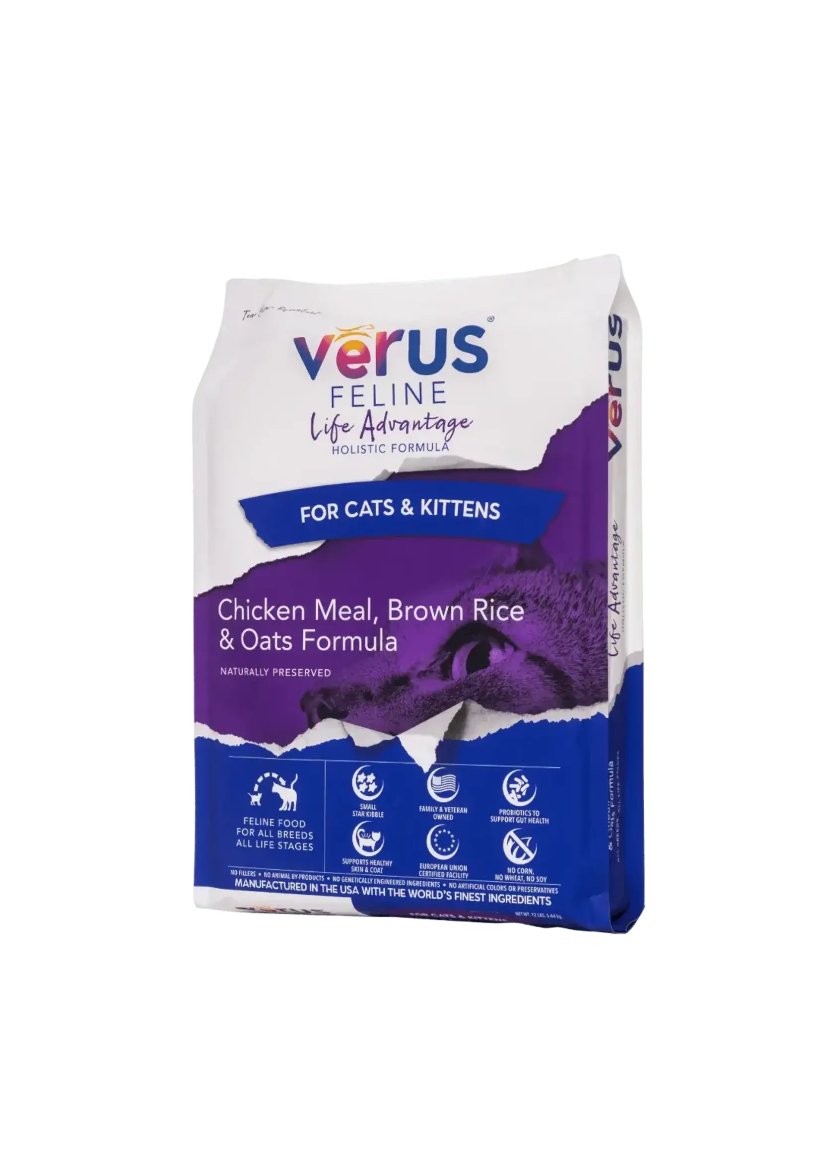 Verus VēRUS Feline Life Advantage Chicken Meal, Brown Rice & Oats - 12 lb