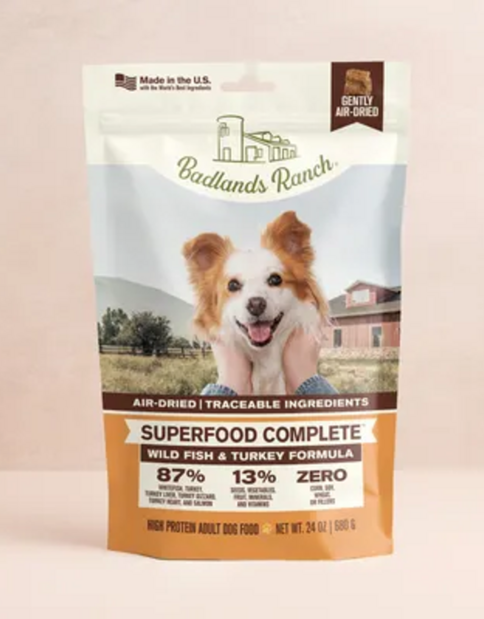 Badlands Ranch Superfood Complete Air-Dried Dog Food - Wild Fish & Turkey Formula - 11.5 oz