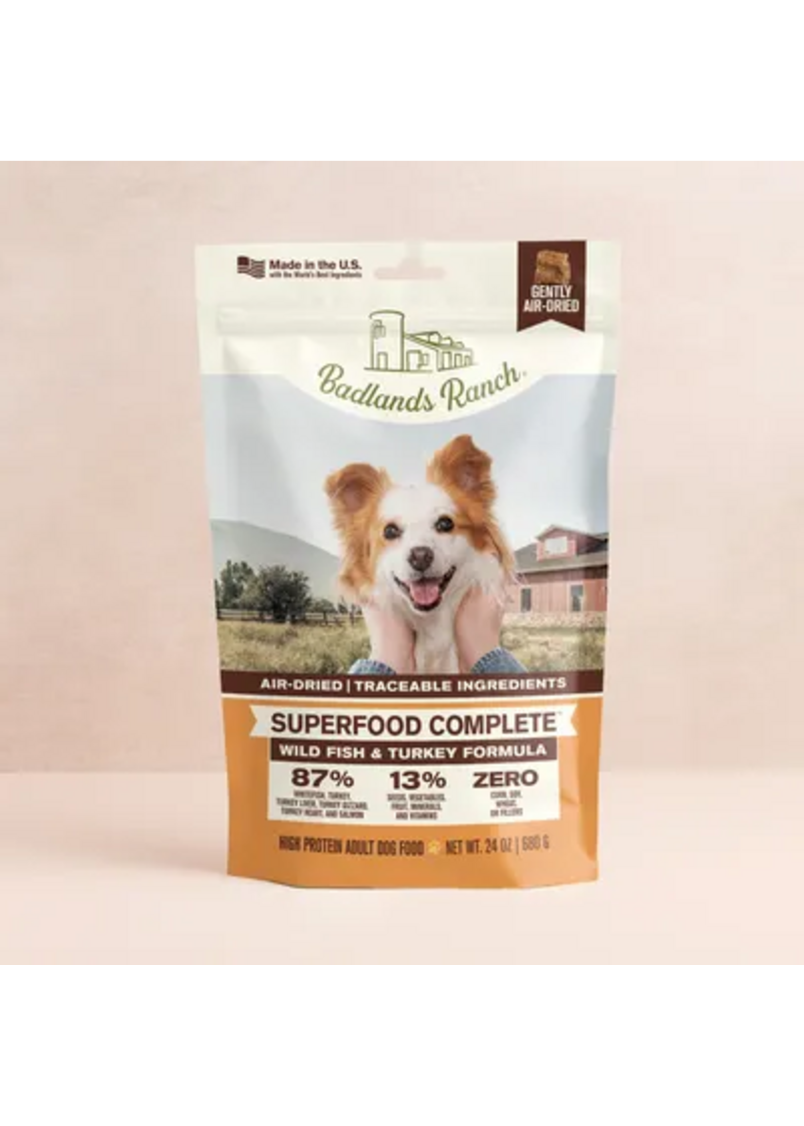 Badlands Ranch Superfood Complete Air-Dried Dog Food - Wild Fish & Turkey Formula - 11.5 oz