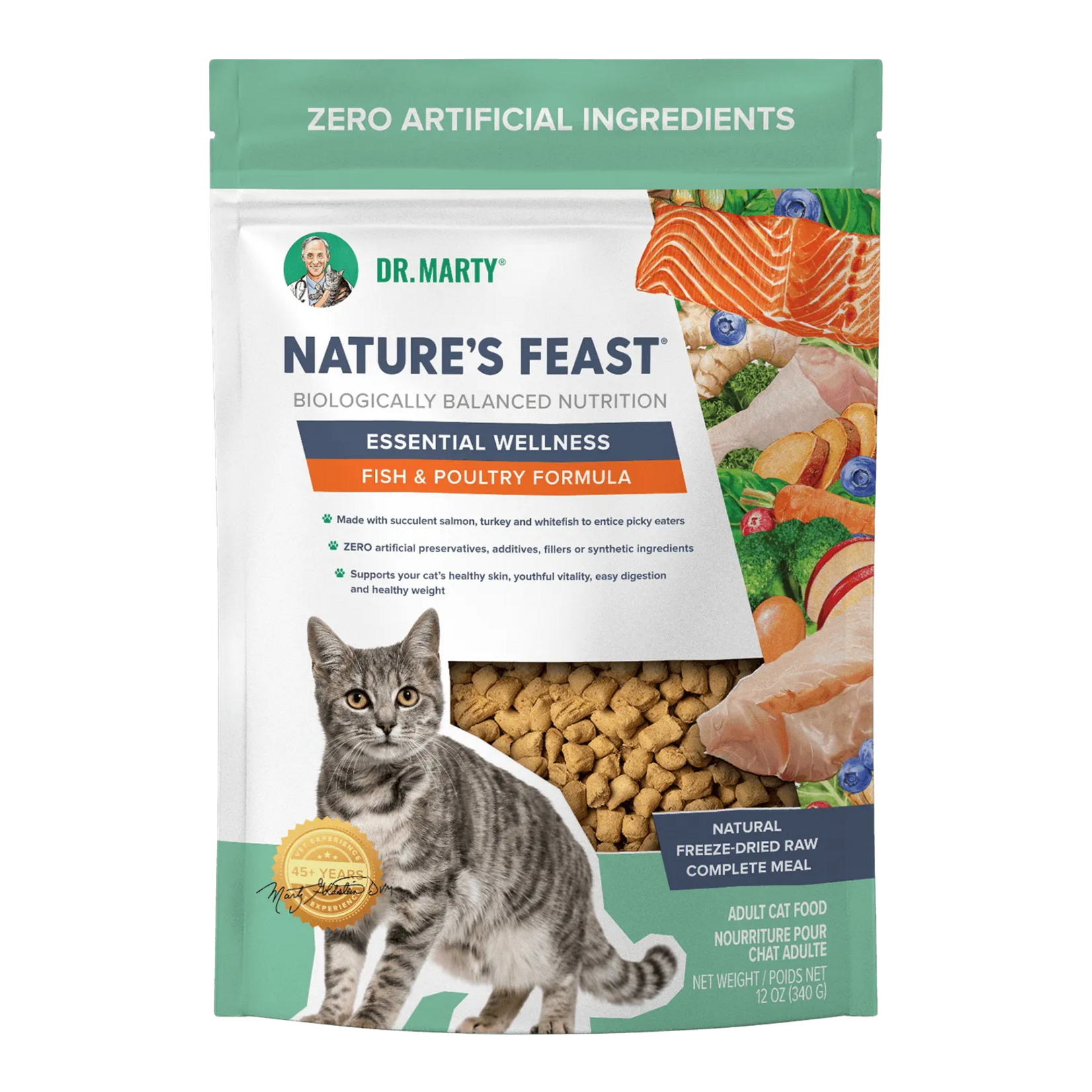 Dr. Marty Dr Marty Nature's Feast Essential Wellness Freeze Dried Cat Food Fish & Poultry Formula - 12 oz
