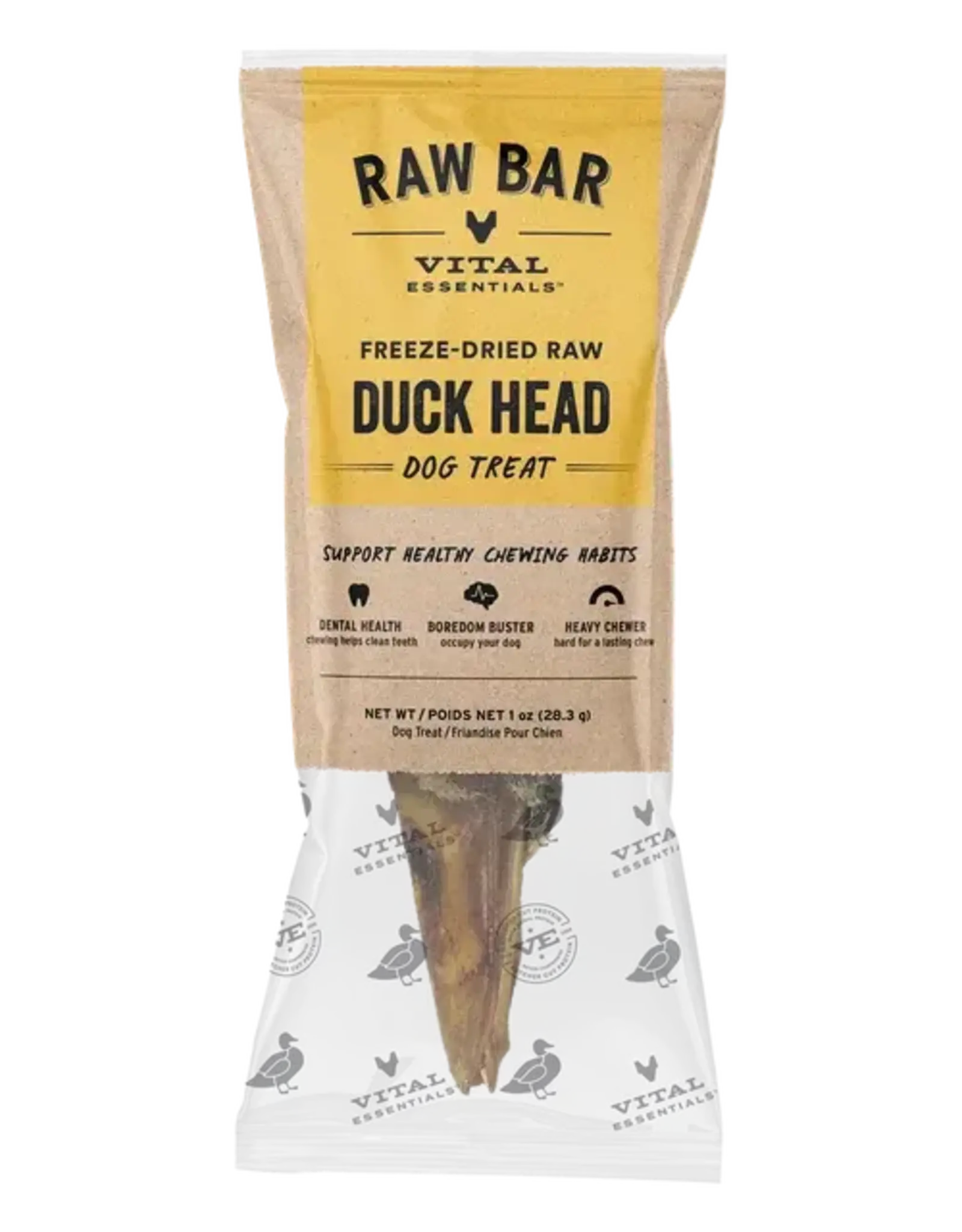 Vital Essentials Vital Essentials Freeze-Dried Raw Bar Dog Treat - Duck Head - 1 oz
