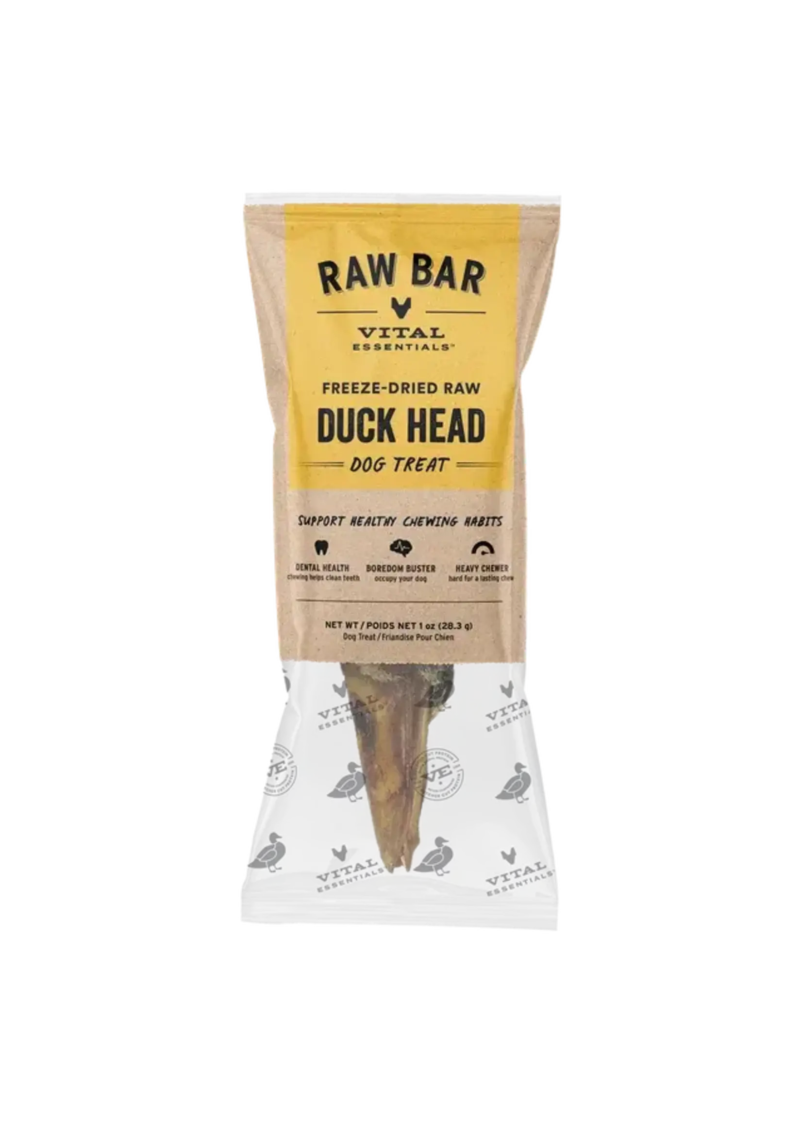 Vital Essentials Vital Essentials Freeze-Dried Raw Bar Dog Treat - Duck Head - 1 oz