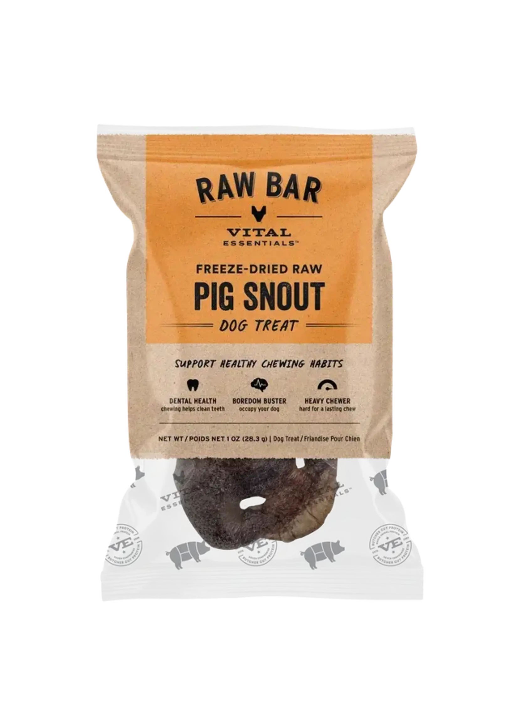 Vital Essentials Vital Essentials Freeze-Dried Raw Bar Dog Treat - Pig Snout - 1 oz