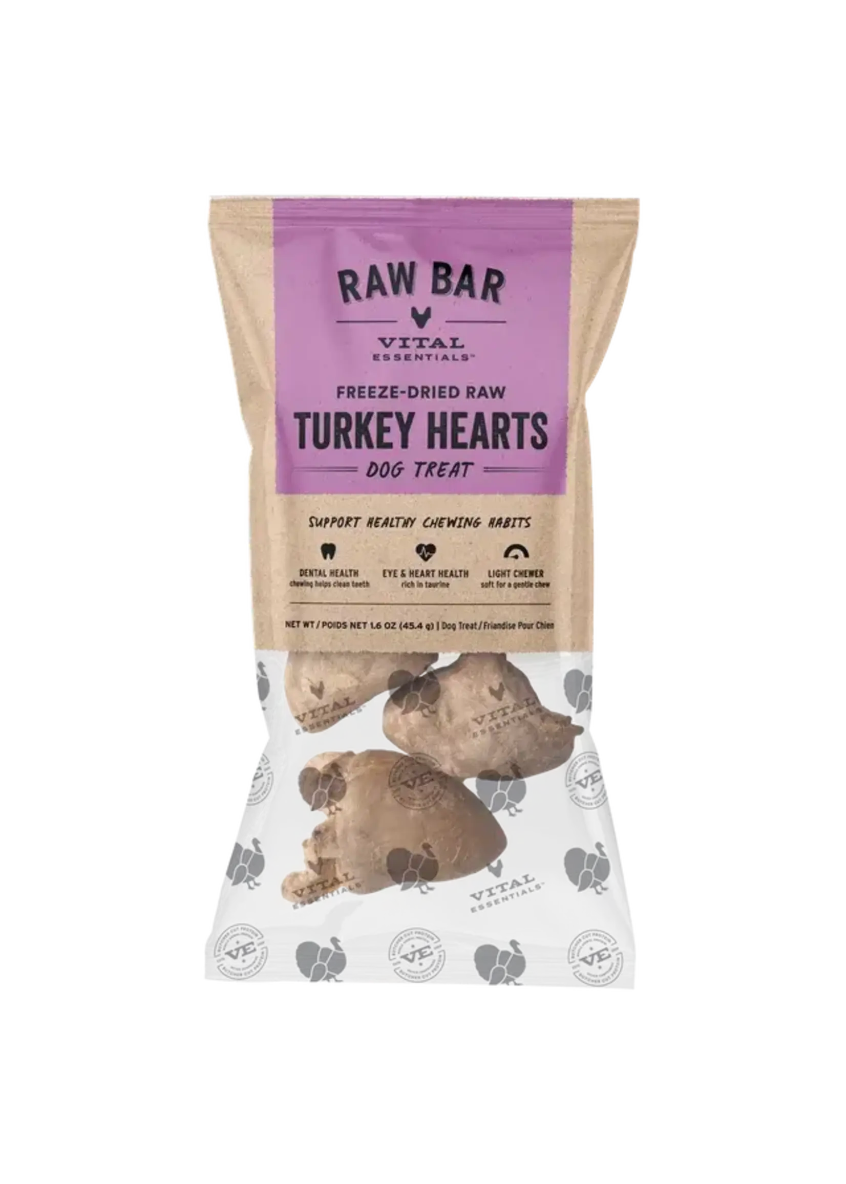 Vital Essentials Vital Essentials Freeze-Dried Raw Bar Dog Treat- Turkey Hearts - 1.6 oz
