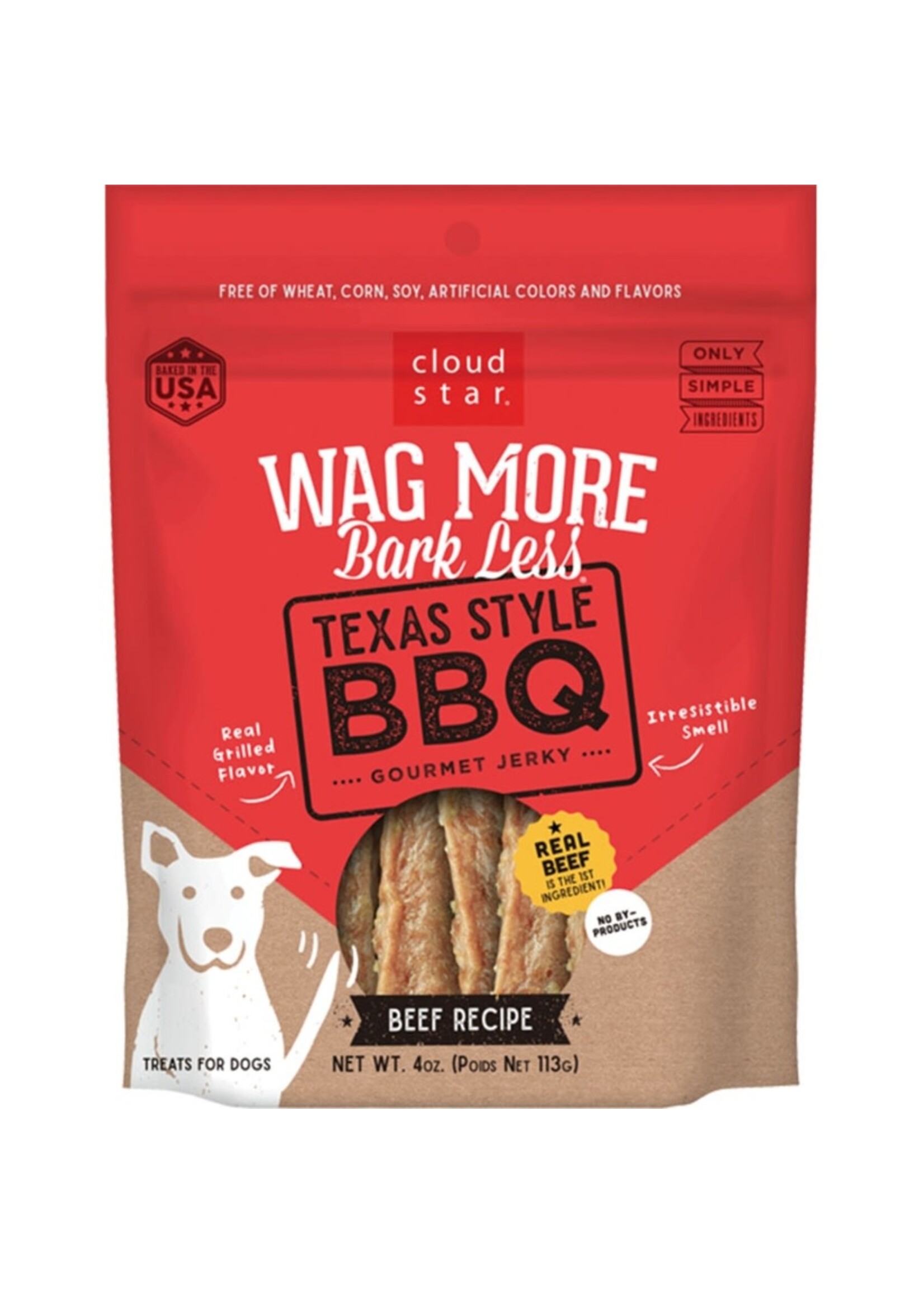 Cloud Star Cloud Star Wag More Bark Less Jerky Texas Style BBQ Beef Dog Treats - 10 oz