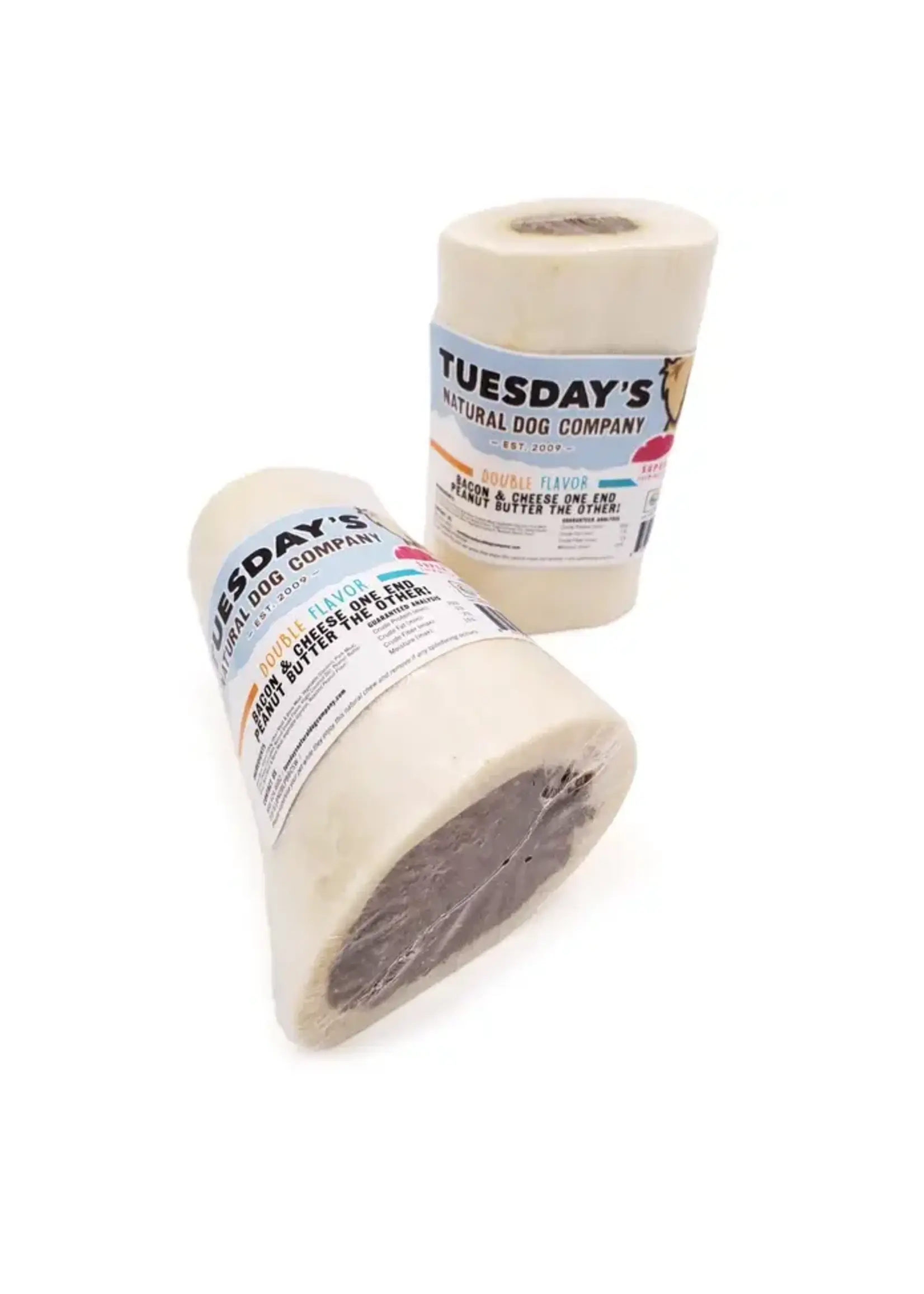 Tuesday's Natural Dog Company Double Filled Bone - Bacon & Cheese / Peanut Butter - 3" | Single