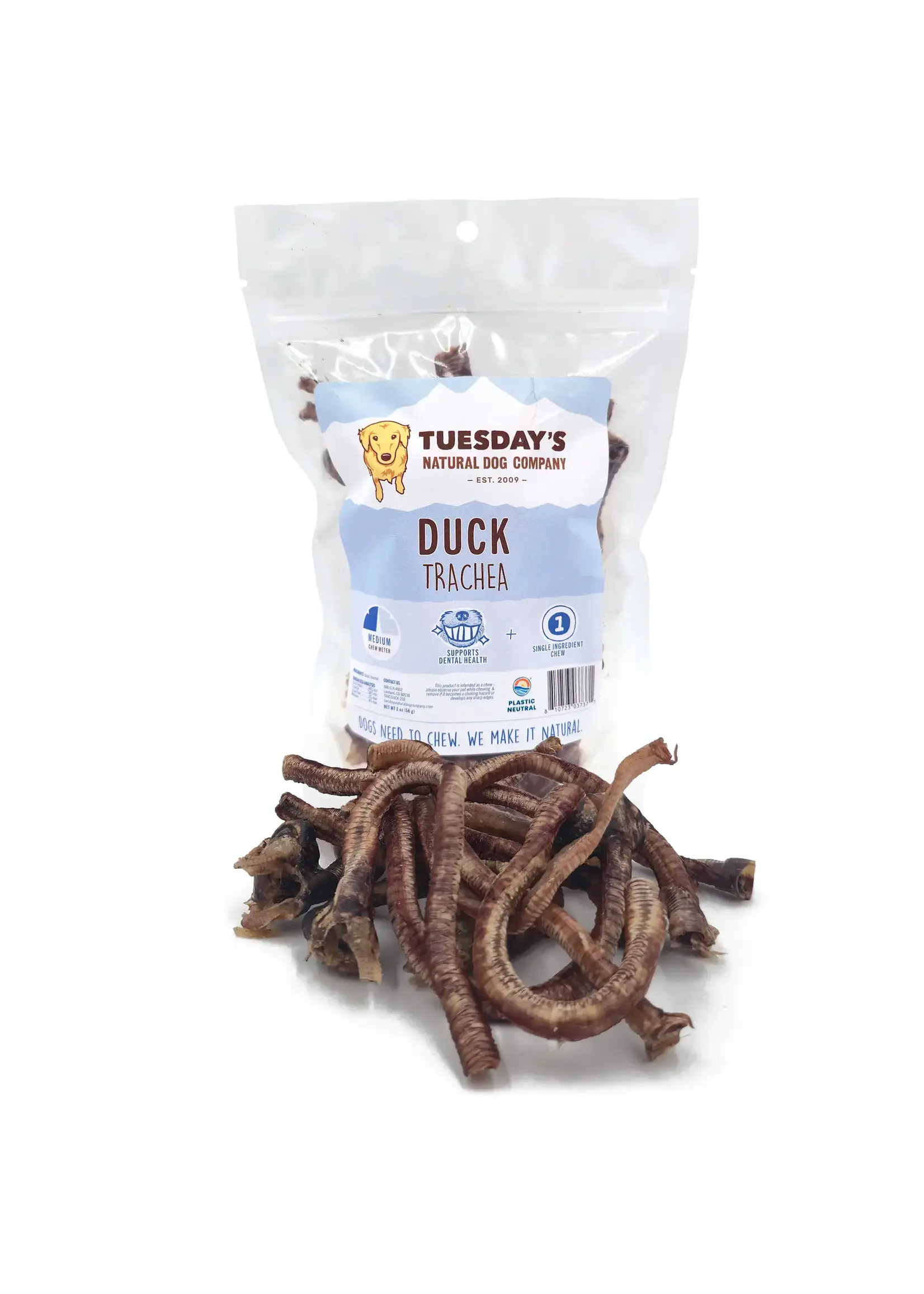 Tuesday's Natural Dog Company Duck Trachea - 2 oz Bag