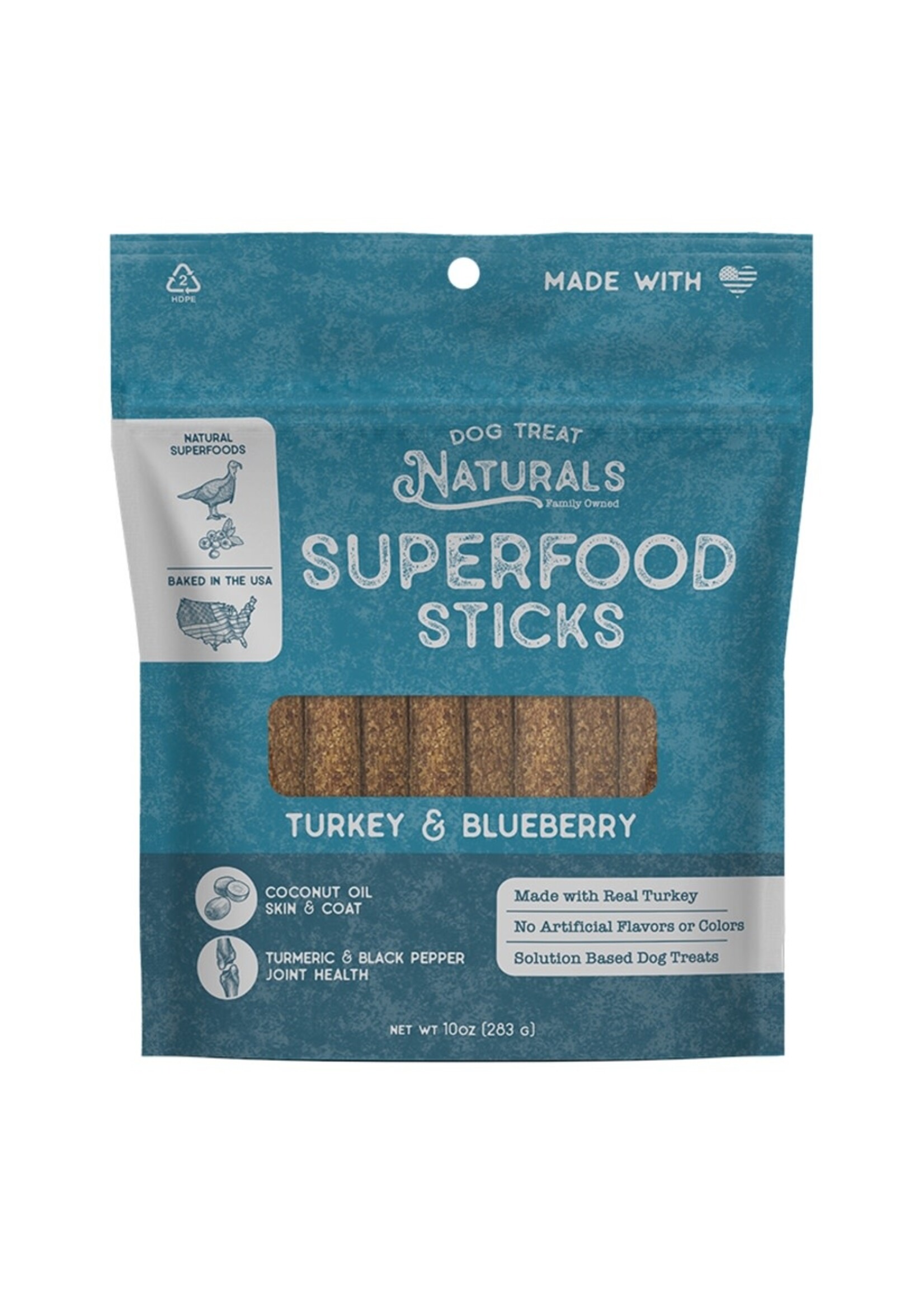 Dog Treat Naturals Dog Treat Naturals Superfood Sticks - Turkey & Blueberry - 10 oz
