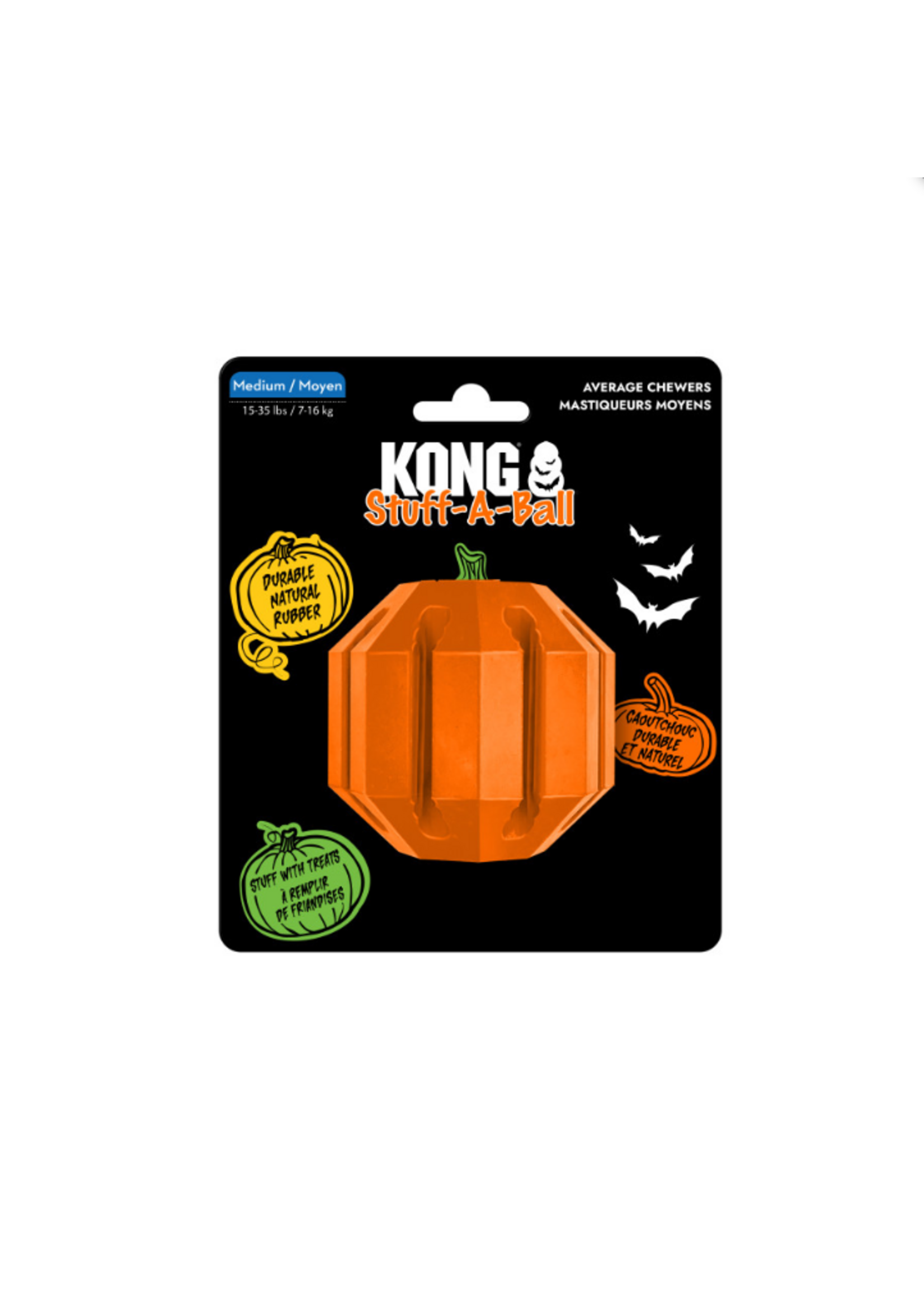 KONG KONG Halloween Stuff-A-Ball Pumpkin Dog Toy Orange MD