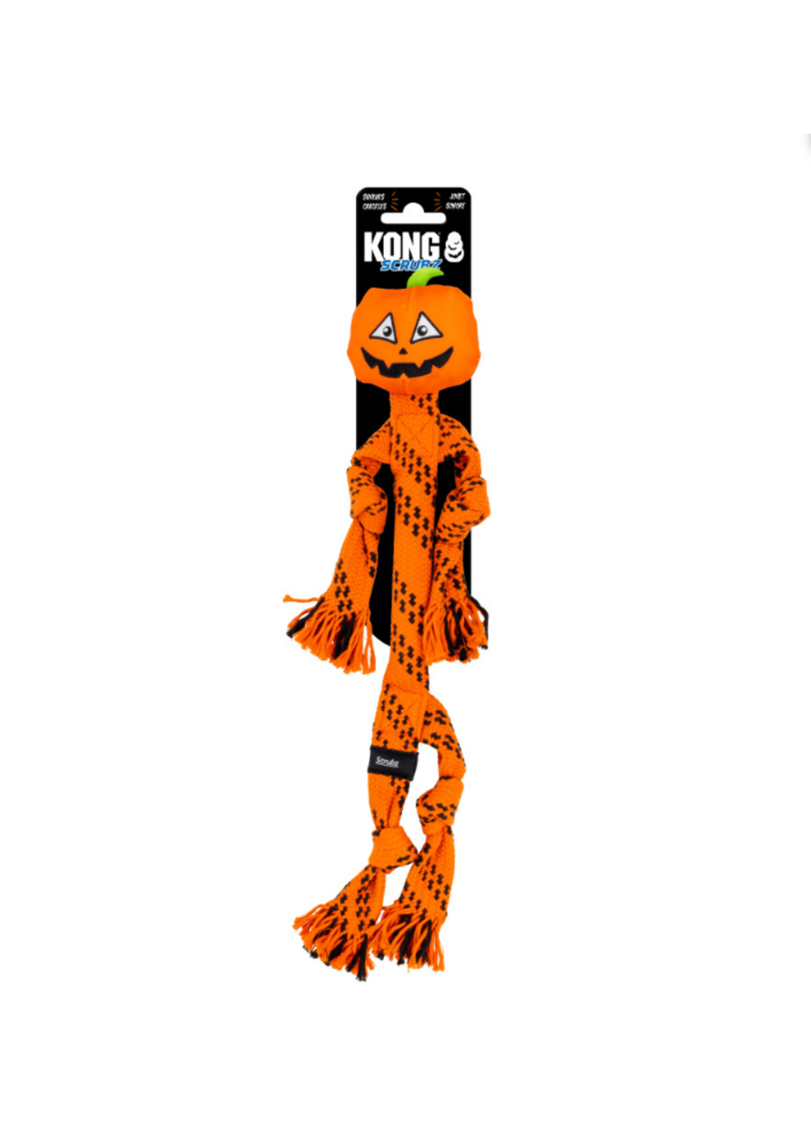 KONG KONG Halloween Scrubz Jack-o-Lantern Dog Toy Orange MD