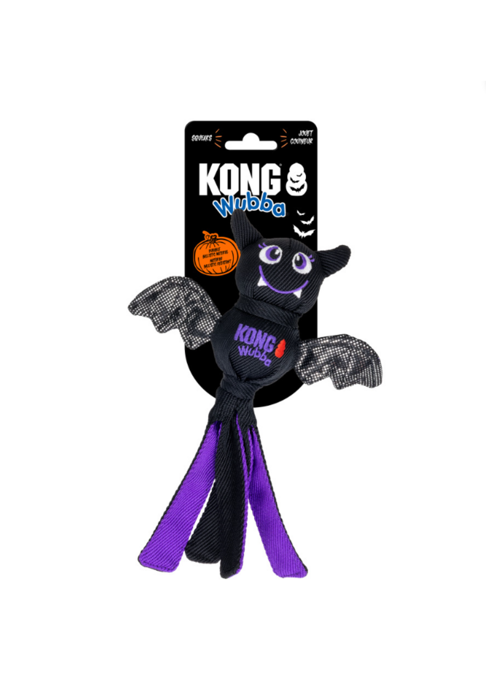 KONG KONG Halloween Wubba Ballistic Bat Dog Toy Purple SM