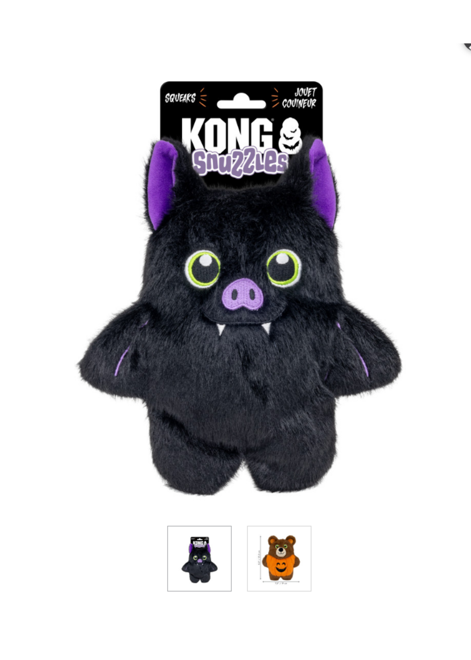 KONG KONG Halloween Snuzzles Bat and Bear Dog Toy Assorted MD