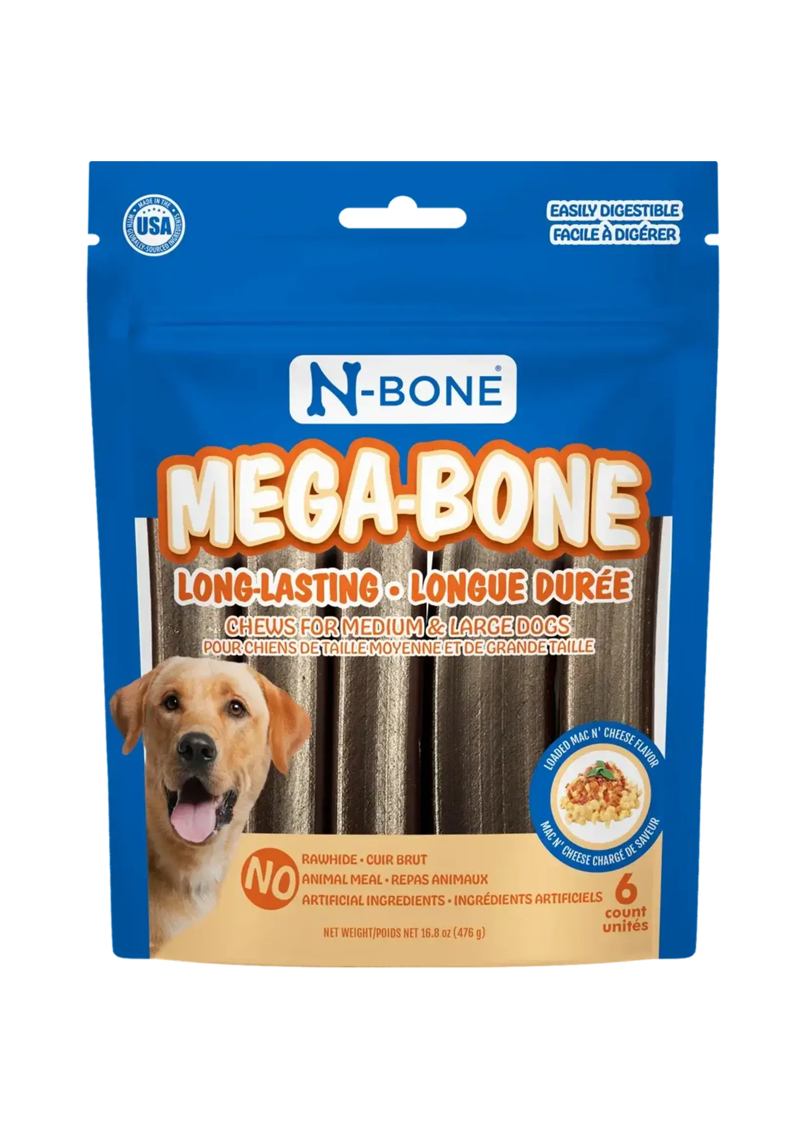 N-Bone N-Bone Mega-Bone Long-Lasting Dog Chew - Mac n' Cheese - 6 Count