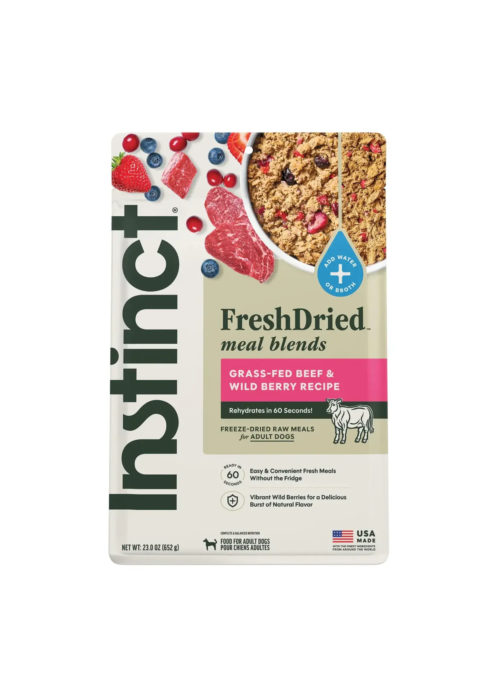 Instinct Instinct FreshDried Grass-Fed Beef & Wild Berry Blend Freeze Dried Dog Food - 23 oz