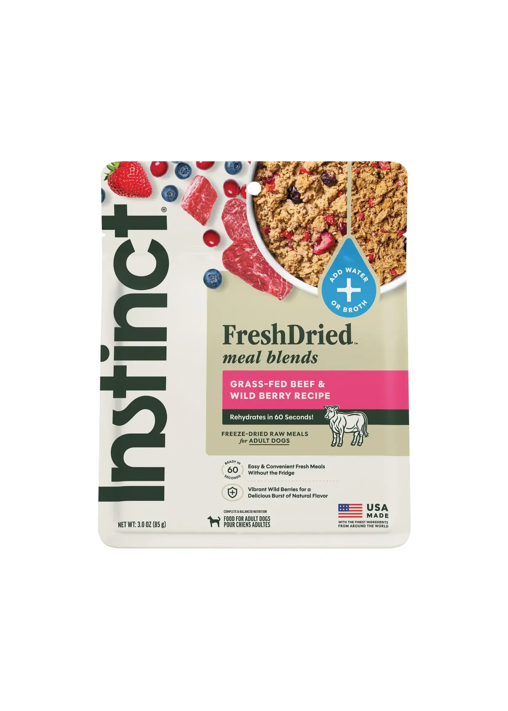 Instinct Instinct FreshDried Grass-Fed Beef & Wild Berry Blend Freeze Dried Dog Food - 3 oz