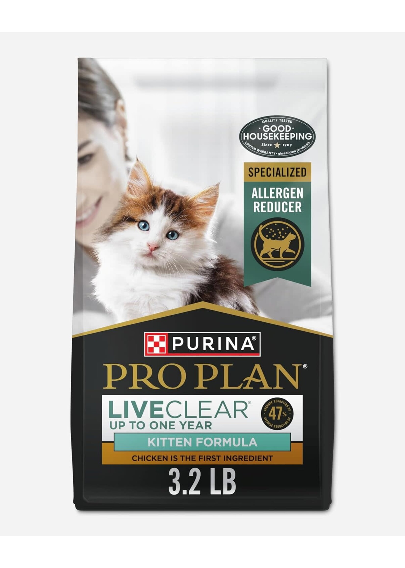 Purina Pro Plan Purina Pro Plan Live Clear Allergen Reducing Chicken & Rice Kitten Dry Cat Food - 3.2 lb.
