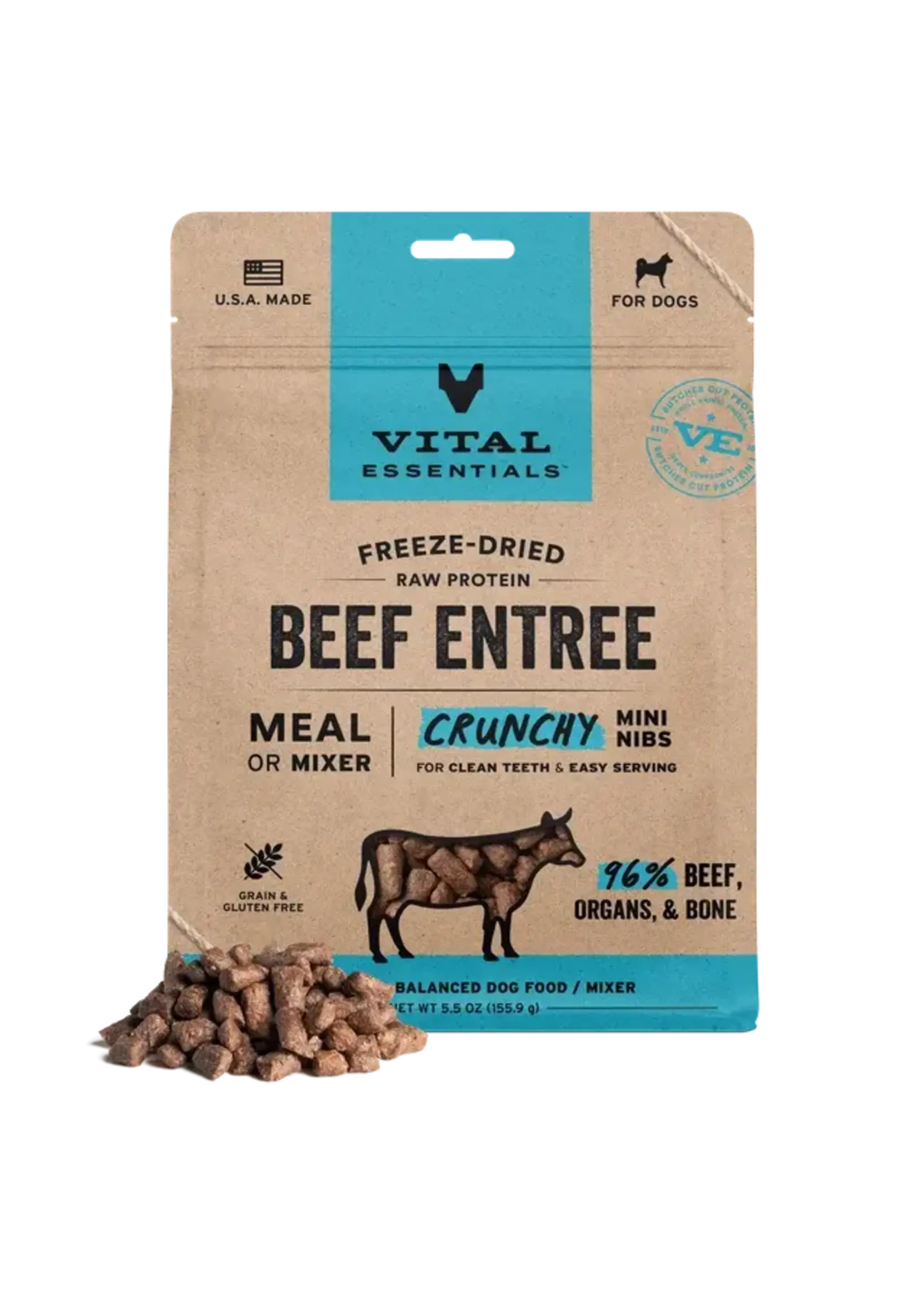 Vital Essentials Vital Essentials Freeze-Dried Dog Food - Beef Entree - Crunchy Mini Nibs - 5.5 oz