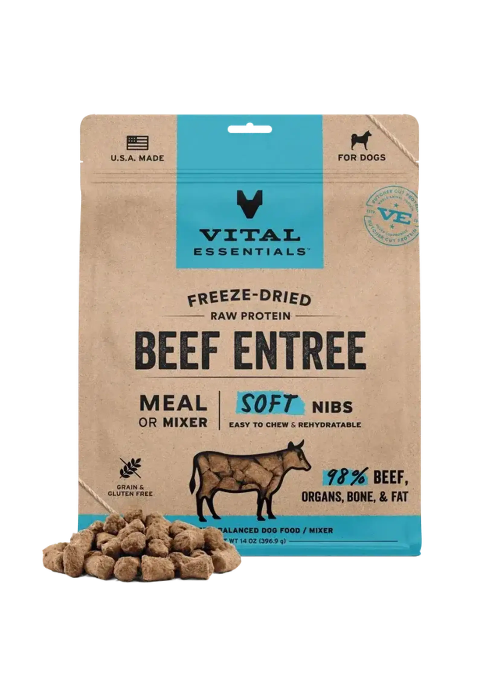 Vital Essentials Vital Essentials Freeze-Dried Dog Food - Beef Entree - Soft Nibs - 14 oz