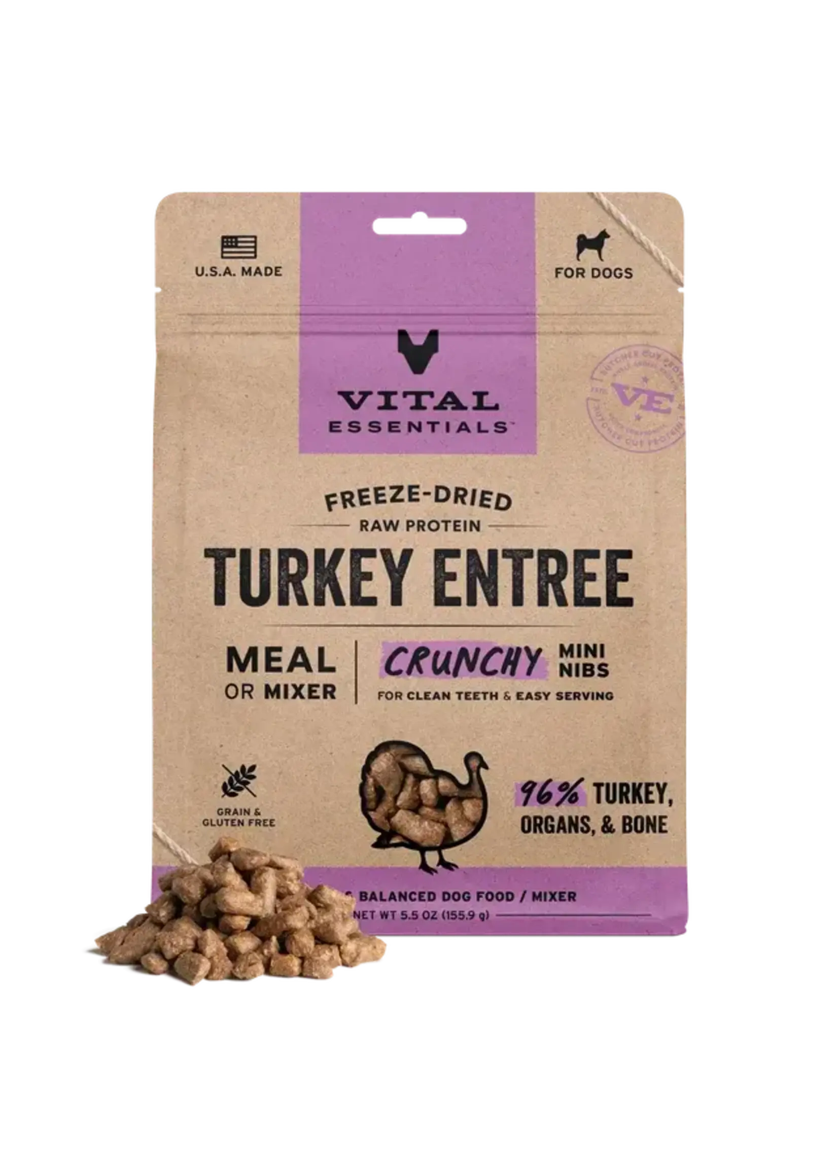 Vital Essentials Vital Essentials Freeze-Dried Dog Food - Turkey Entree - Crunchy Mini Nibs - 5.5 oz