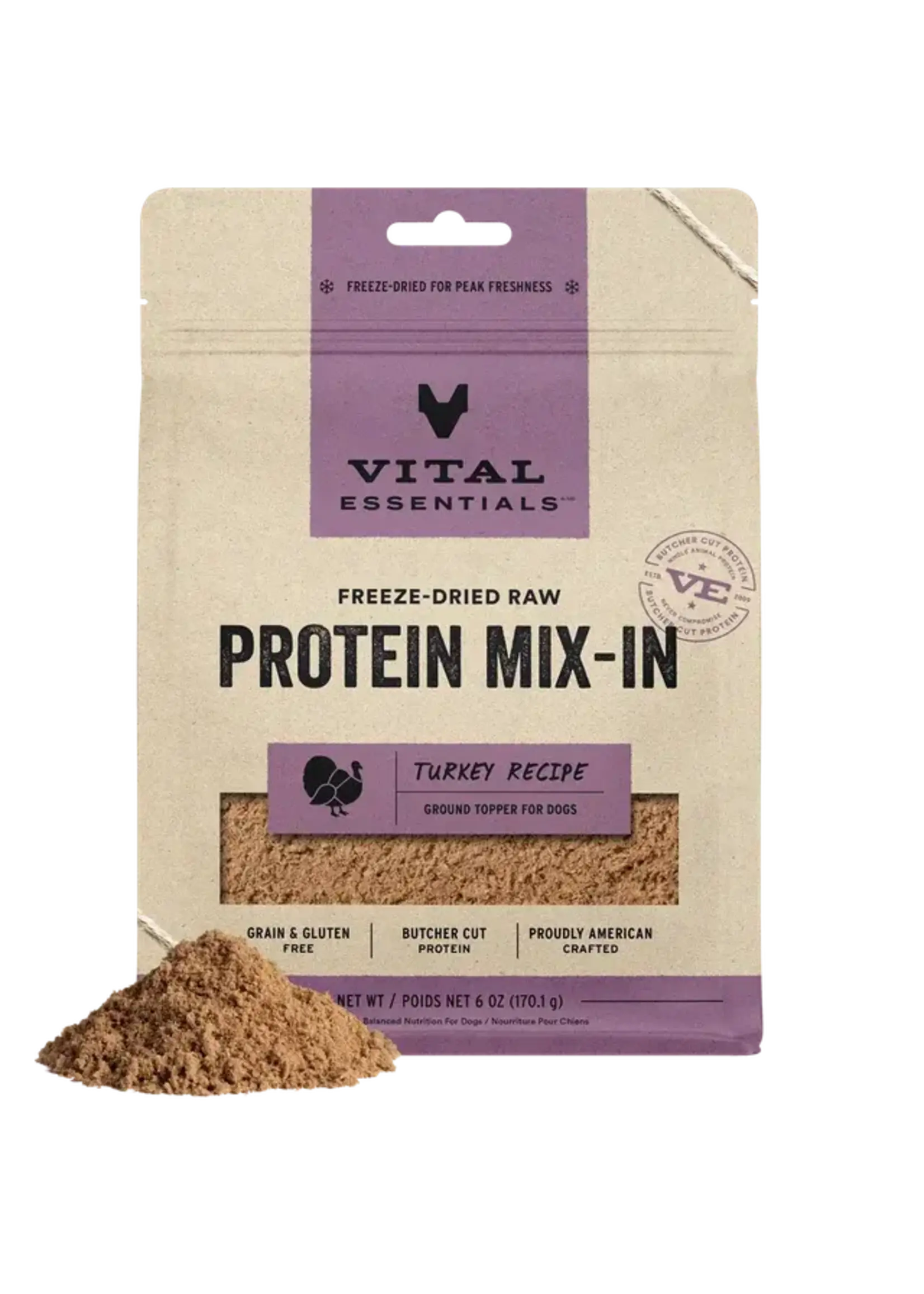Vital Essentials Vital Essentials Freeze-Dried Protein Mix-In Ground Topper for Dogs - Turkey Recipe - 6 oz