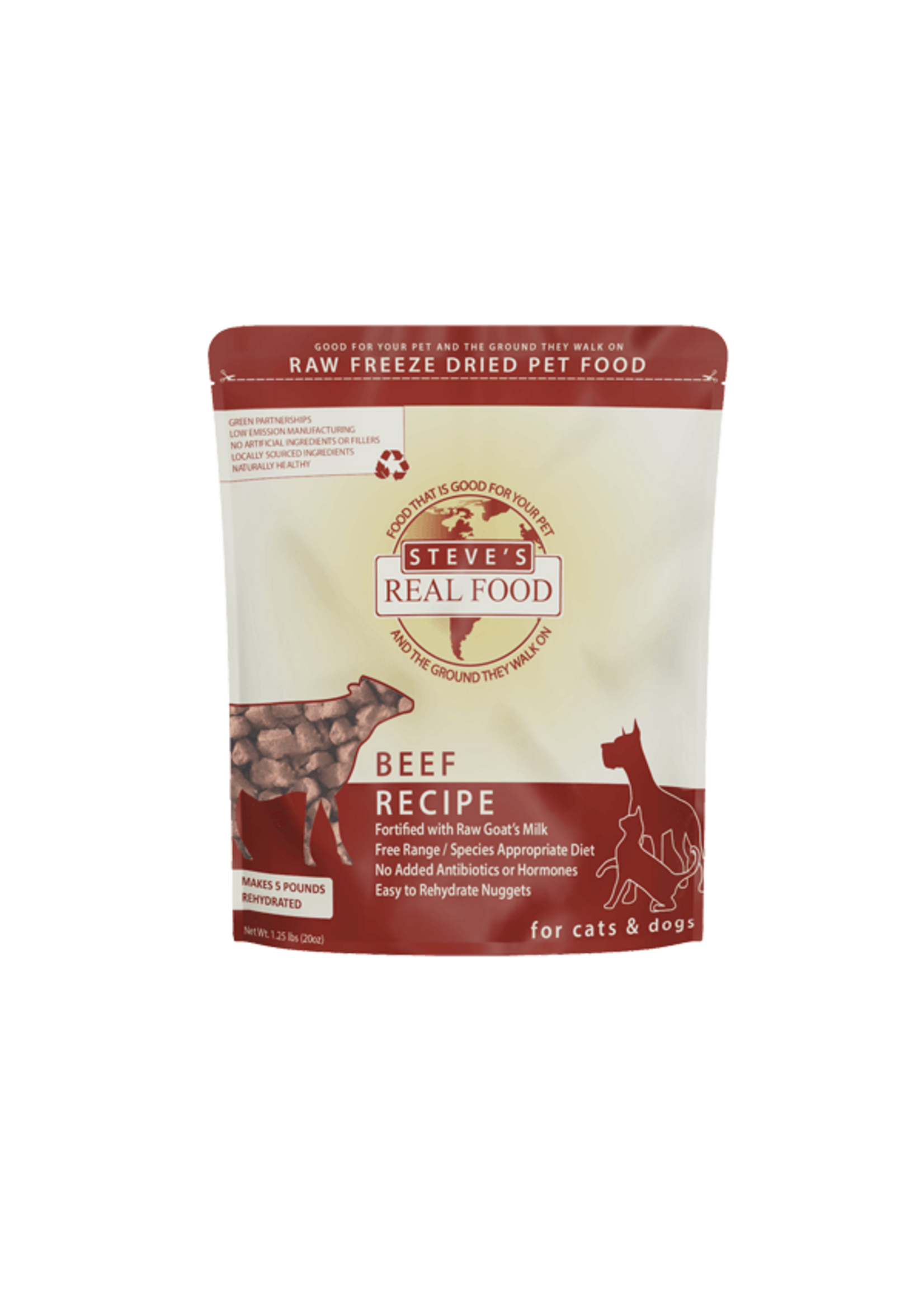 Steve's Real Food Steve's Freeze-Dried Raw Dog & Cat Food - Beef Nuggets - 1.25 lb