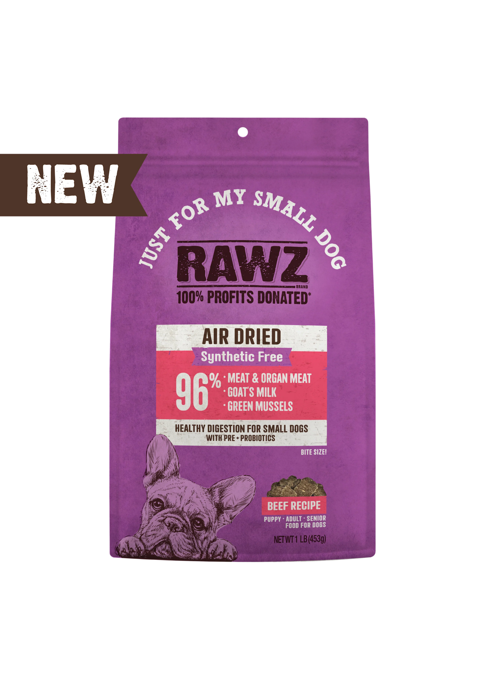 RAWZ Rawz Air Dried Dog Food "Just for My Small Dog" - Beef Recipe - 1 lb