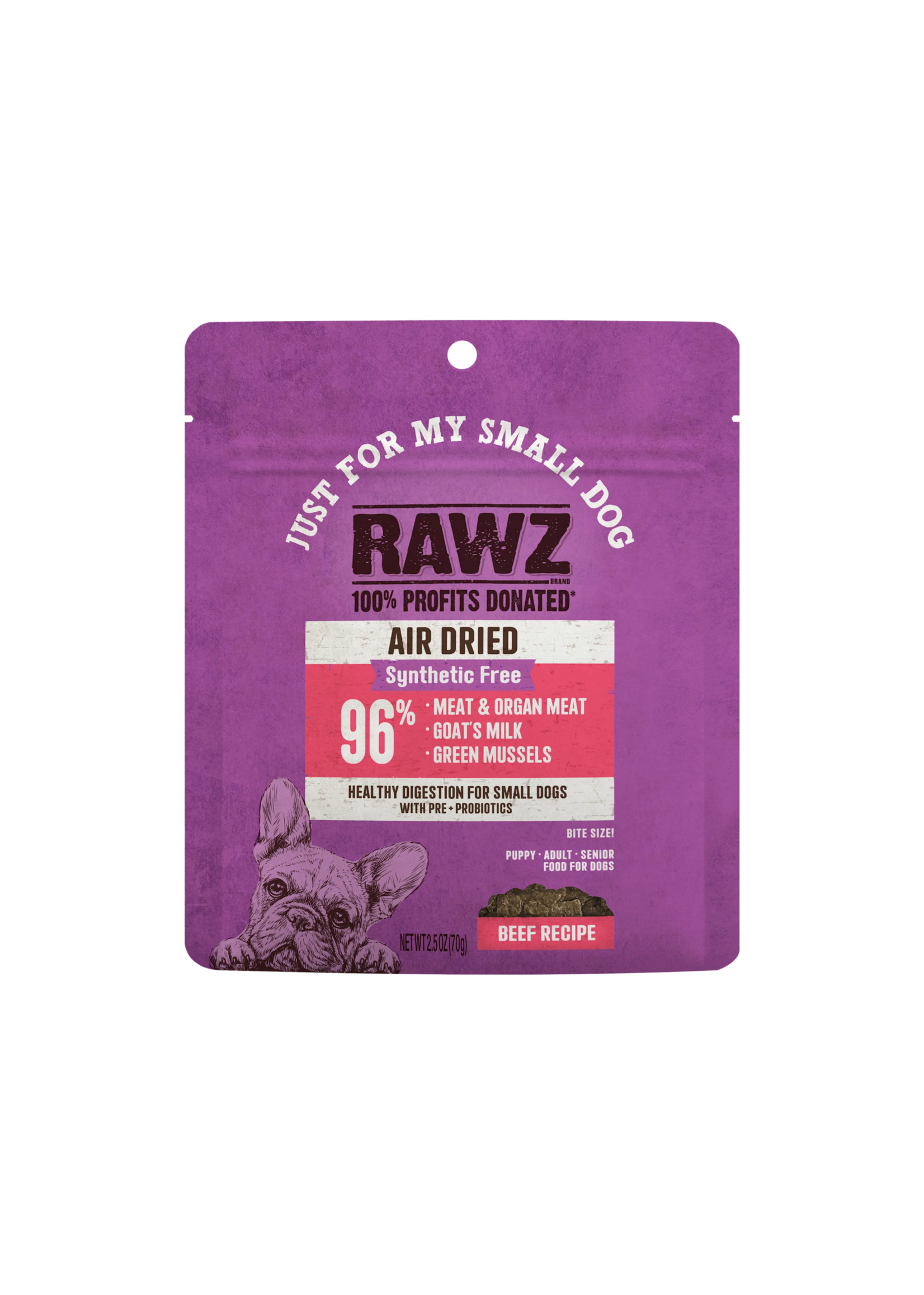 RAWZ Rawz Air Dried Dog Food "Just for My Small Dog" - Beef Recipe - 2.5 oz
