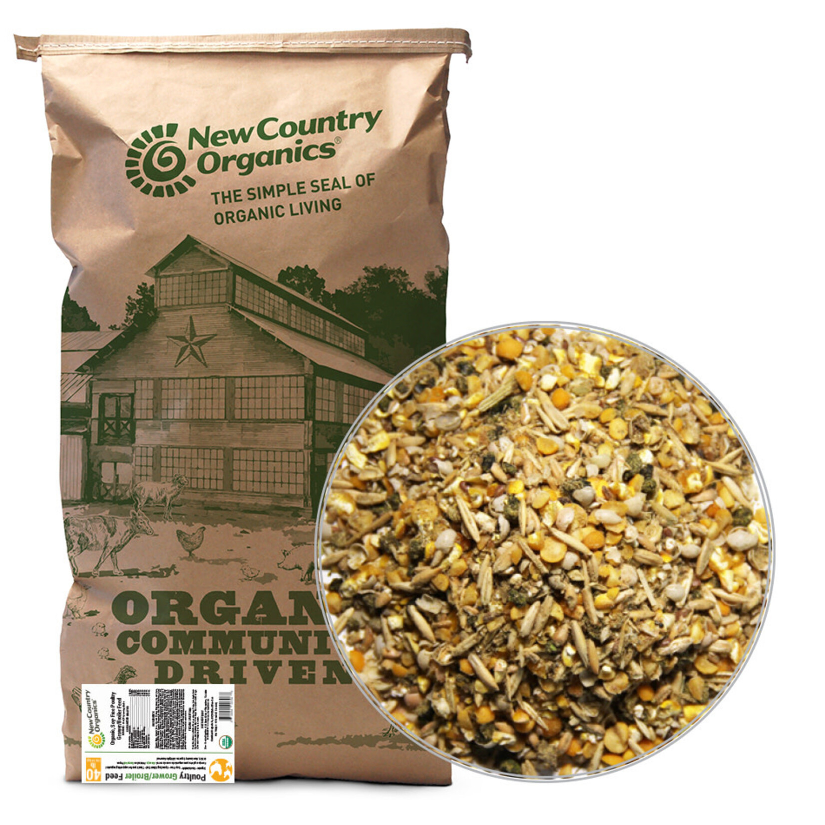 New Country Organics New Country Organics Soy Free Grower/Broiler Chicken Feed - 40 lb