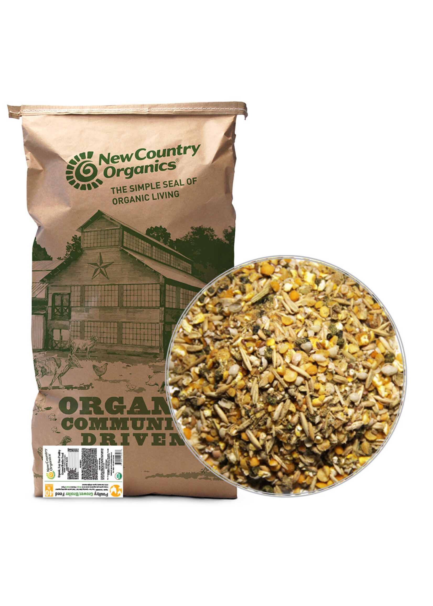 New Country Organics New Country Organics Soy Free Grower/Broiler Chicken Feed - 40 lb