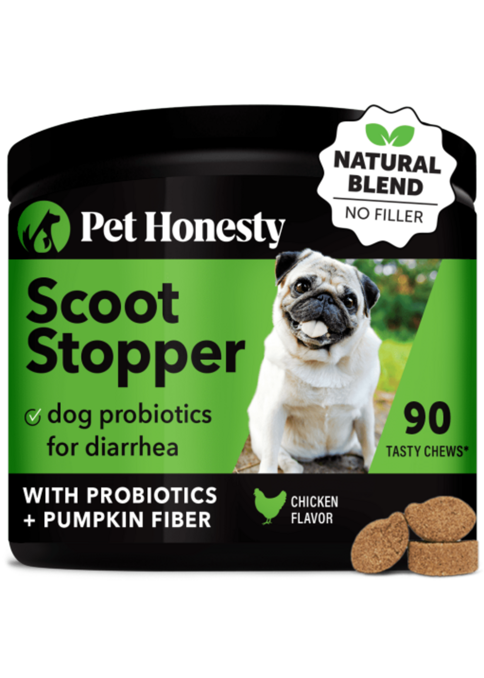 PET HONESTY Dog Scoot Stopper ANAL GLAND SUPPORT SOFT CHEWS 90CT