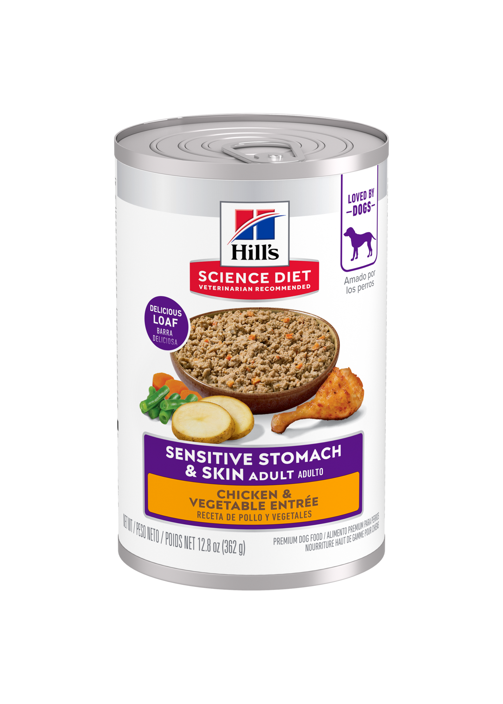Hill's Science Diet Hill's Science Diet Wet Dog Food Can - Adult Sensitive Stomach & Skin Chicken & Vegetable - 12.8 oz, Case of 12