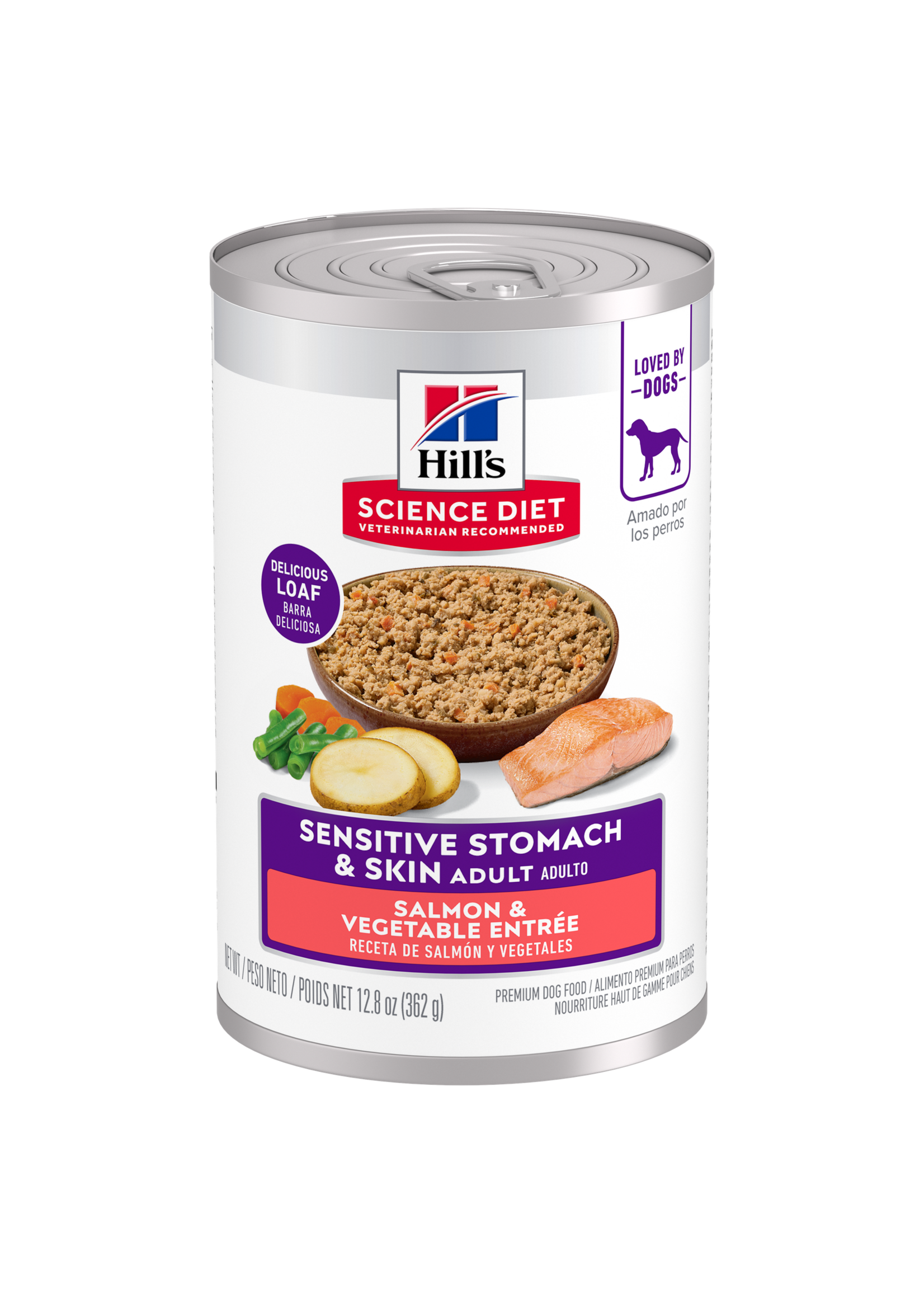 Hill's Science Diet Hill's Science Diet Wet Dog Food Can - Adult Sensitive Stomach & Skin Salmon & Vegetable - 12.8 oz, Case of 12