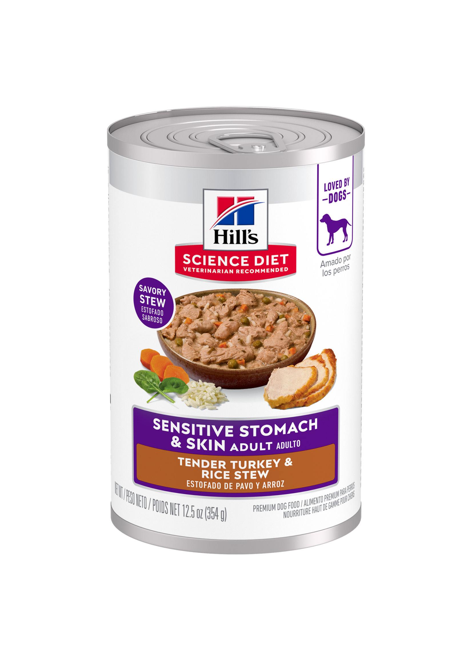 Hill's Science Diet Hill's Science Diet Wet Dog Food Can - Adult Sensitive Stomach & Skin Turkey & Rice Stew - 12.8 oz, Case of 12