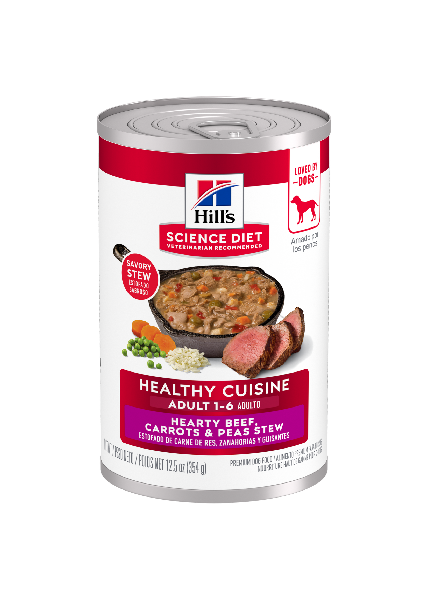 Hill's Science Diet Hill's Science Diet Wet Dog Food Can - Healthy Cuisine Adult 1-6 Beef, Carrots & Peas Stew - 12.5 oz, Case of 12