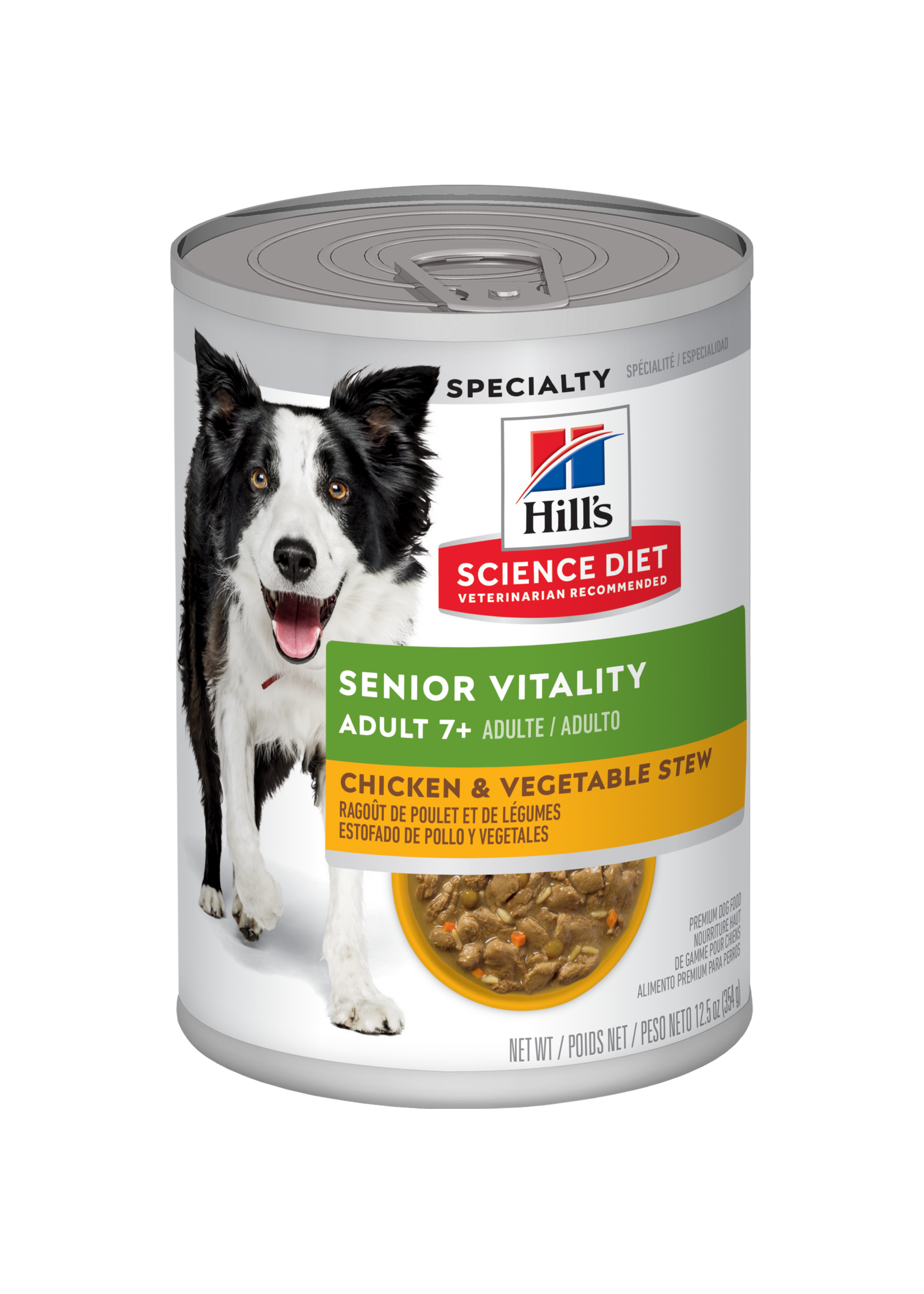 Hill's Science Diet Hill's Science Diet Wet Dog Food Can - Adult 7+ Senior Vitality Chicken & Vegetable Stew - 12.5 oz, Case of 12