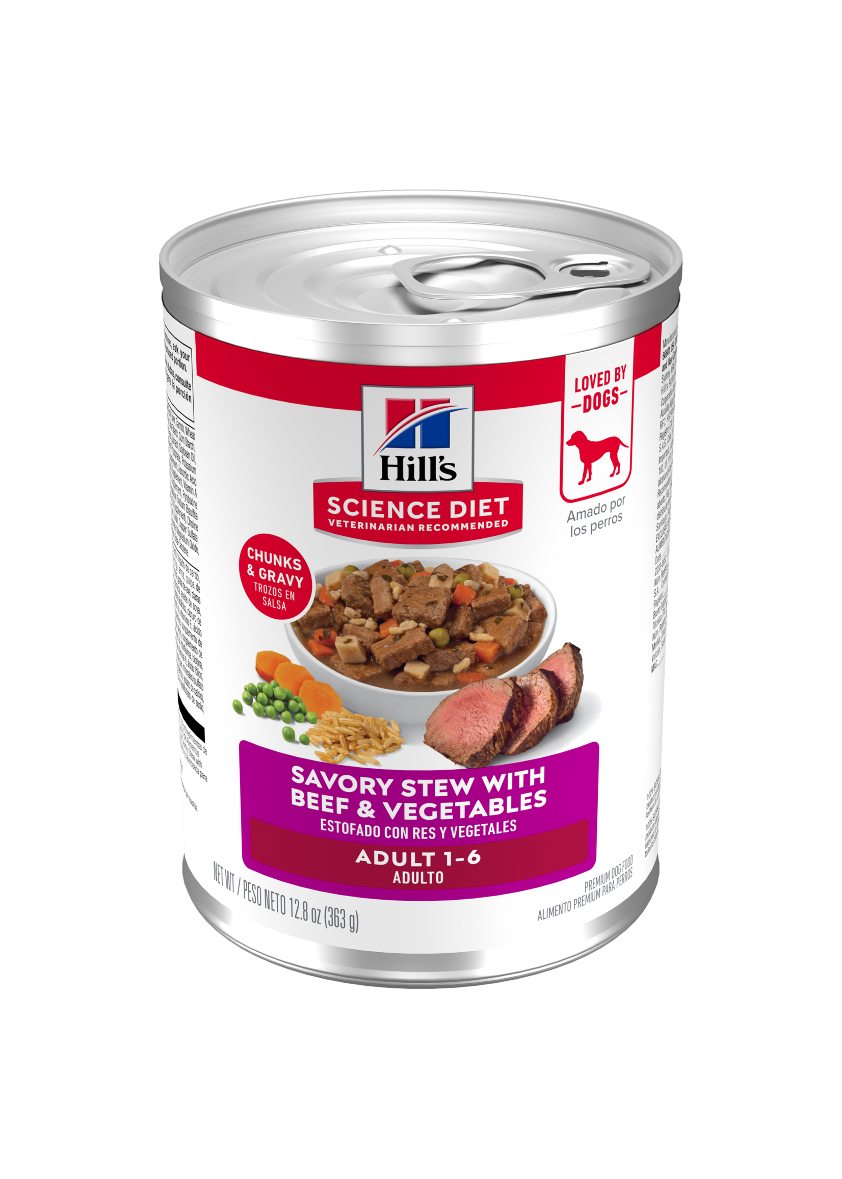 Hill's Science Diet Hill's Science Diet Wet Dog Food Can - Adult 1-6 Savory Stew Beef & Vegetables - 12.8 oz, Case of 12