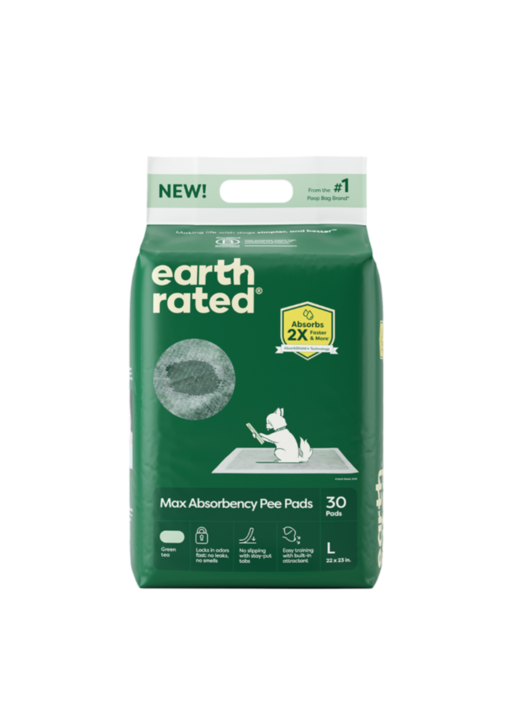 Earth Rated Earth Rated Dog Max Absorbency Puppy Pee Pads Large 22"x23" - 30 ct