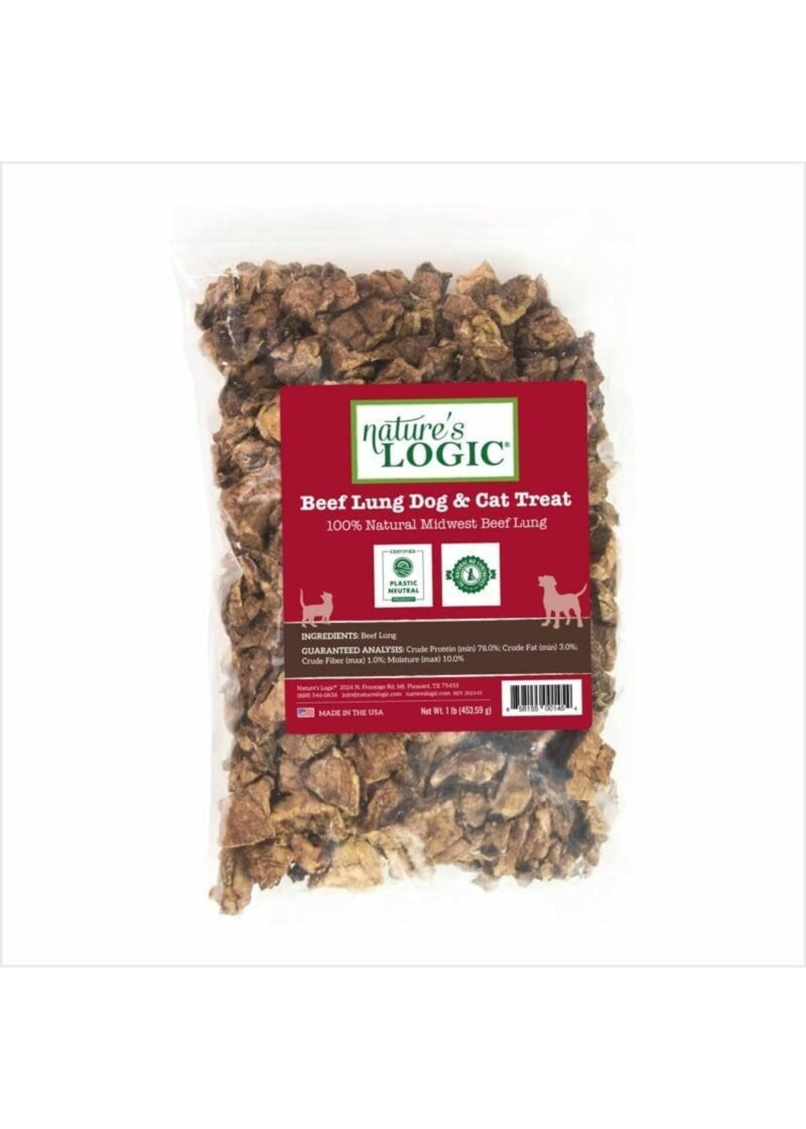 Nature's Logic Beef Lung Dog Treats - 1 lb