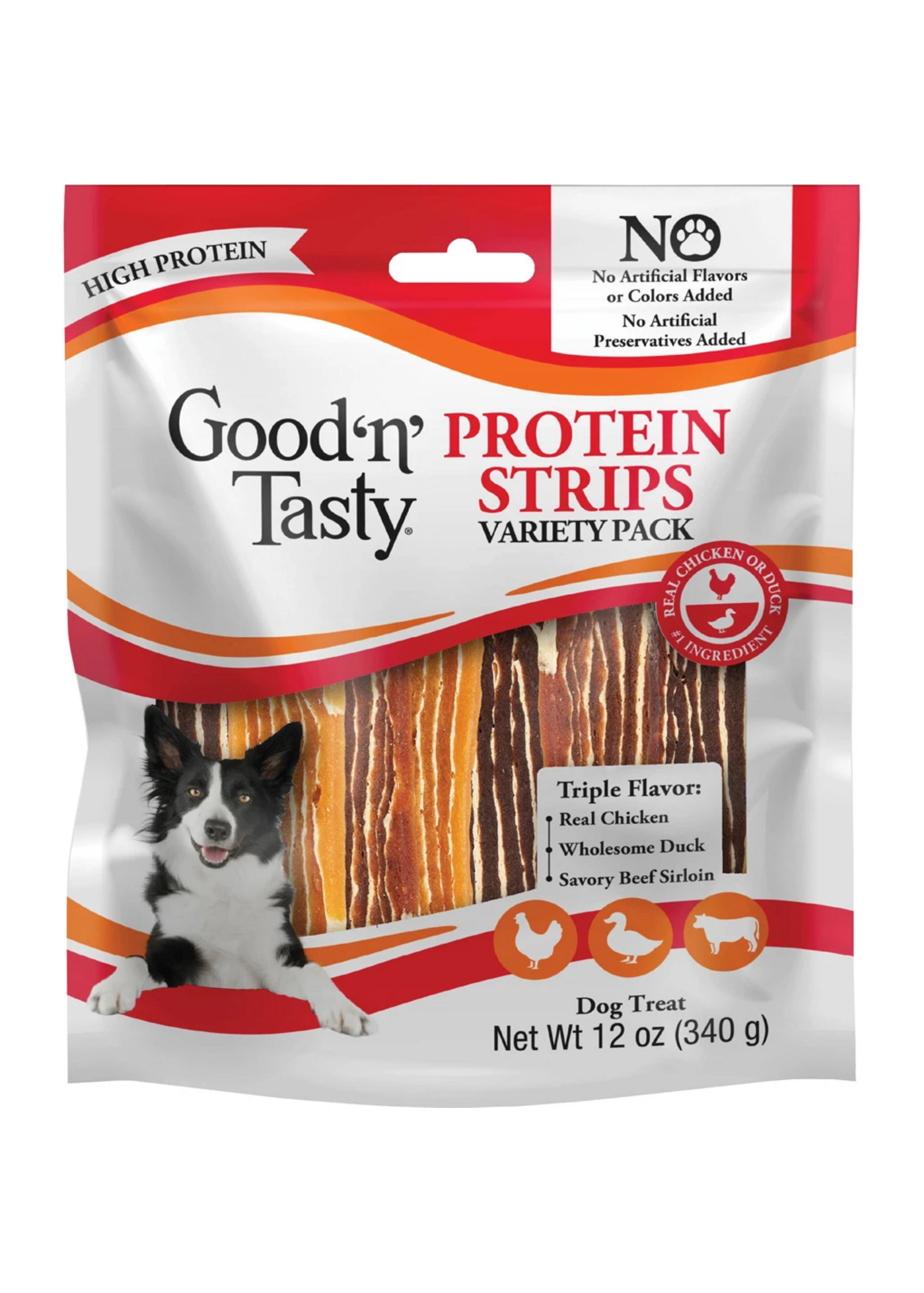 Good 'N' Tasty Good 'N' Tasty Protein Strips Chicken, Beef & Duck Dog Treats - 12 oz