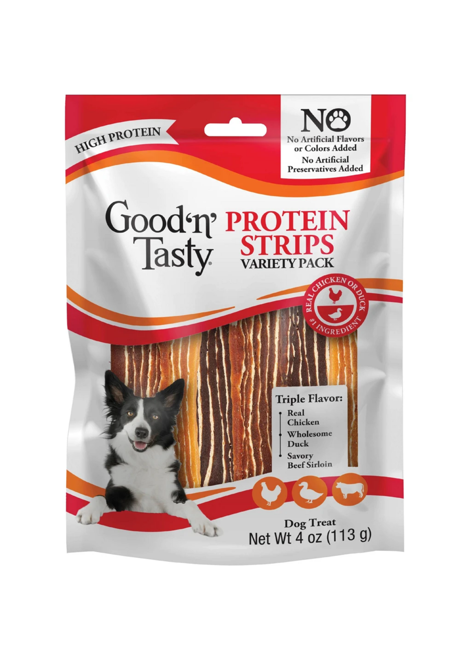 Good 'N' Tasty Good 'N' Tasty Protein Strips Chicken, Beef & Duck Dog Treats - 4 oz
