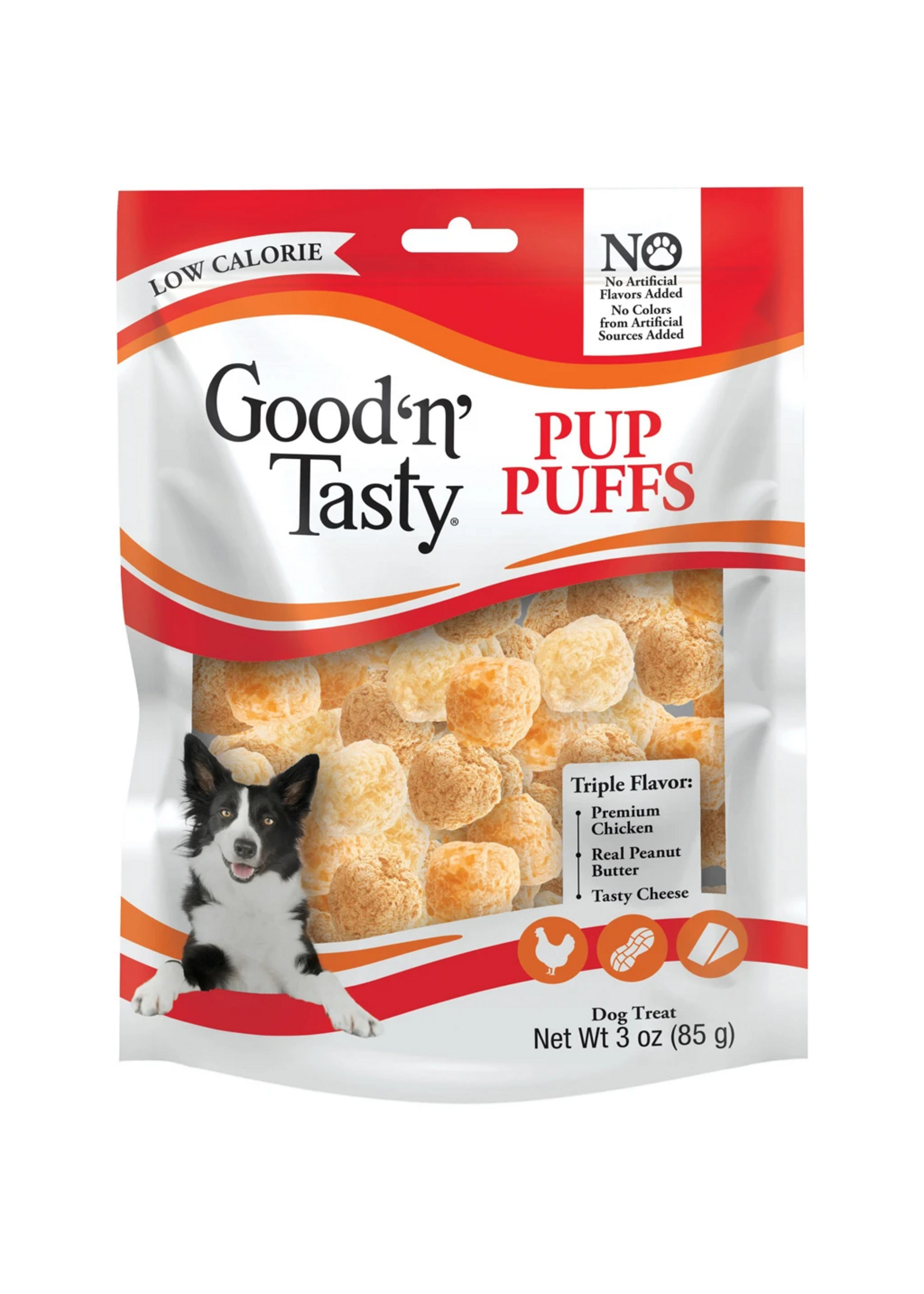 Good 'N' Tasty Good 'N' Tasty Pup Puffs Chicken, Cheese & Peanut Butter Dog Treats - 3 oz