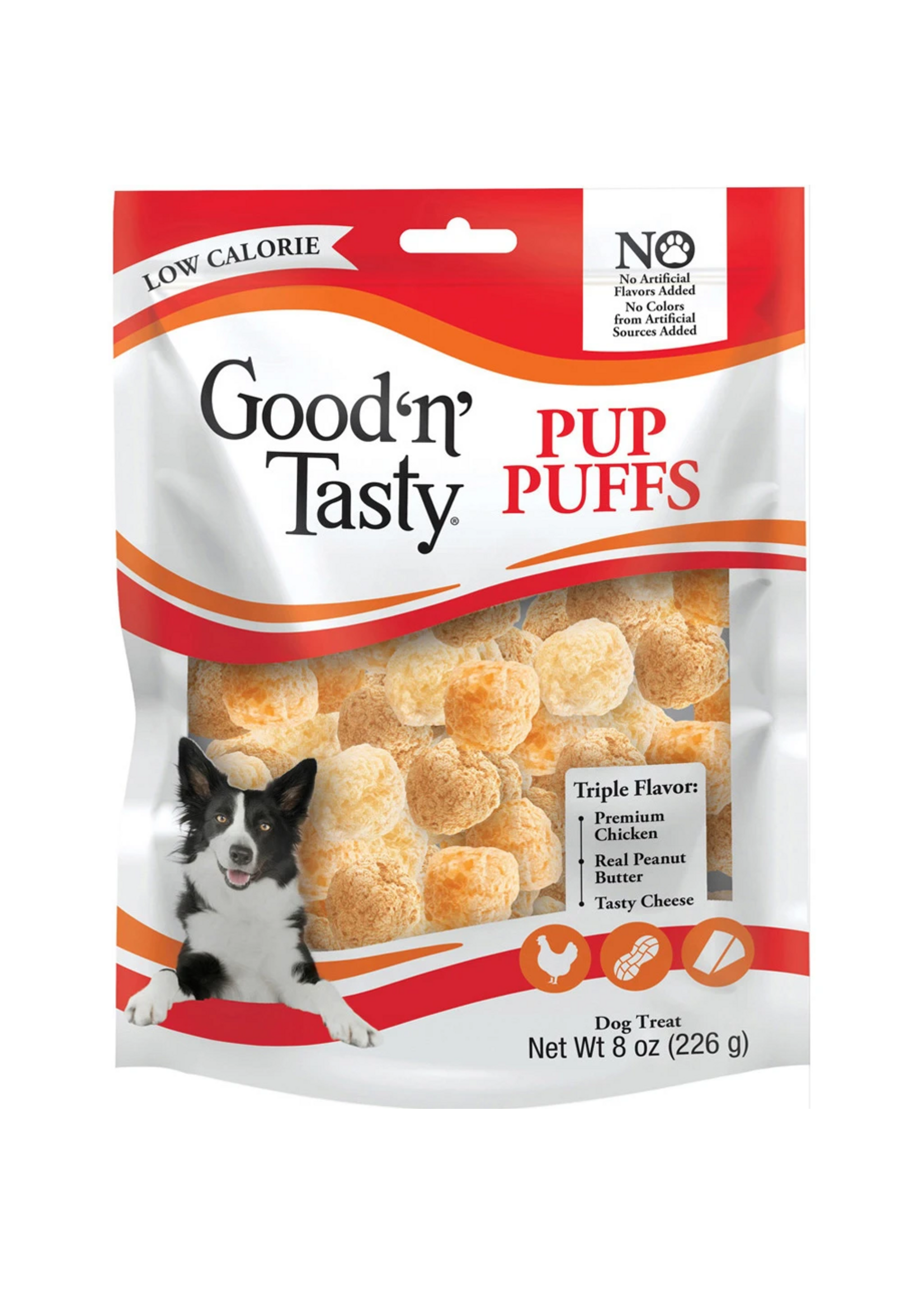 Good 'N' Tasty Good 'N' Tasty Pup Puffs Chicken, Cheese & Peanut Butter Dog Treats - 8 oz