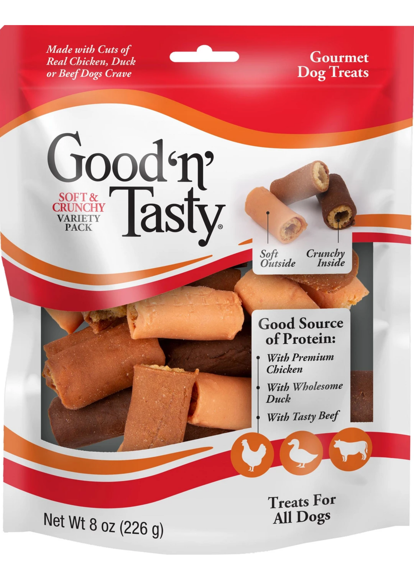 Good 'N' Tasty Good 'N' Tasty Soft & Crunchy Chicken, Duck & Beef Dog Treats - 8 oz