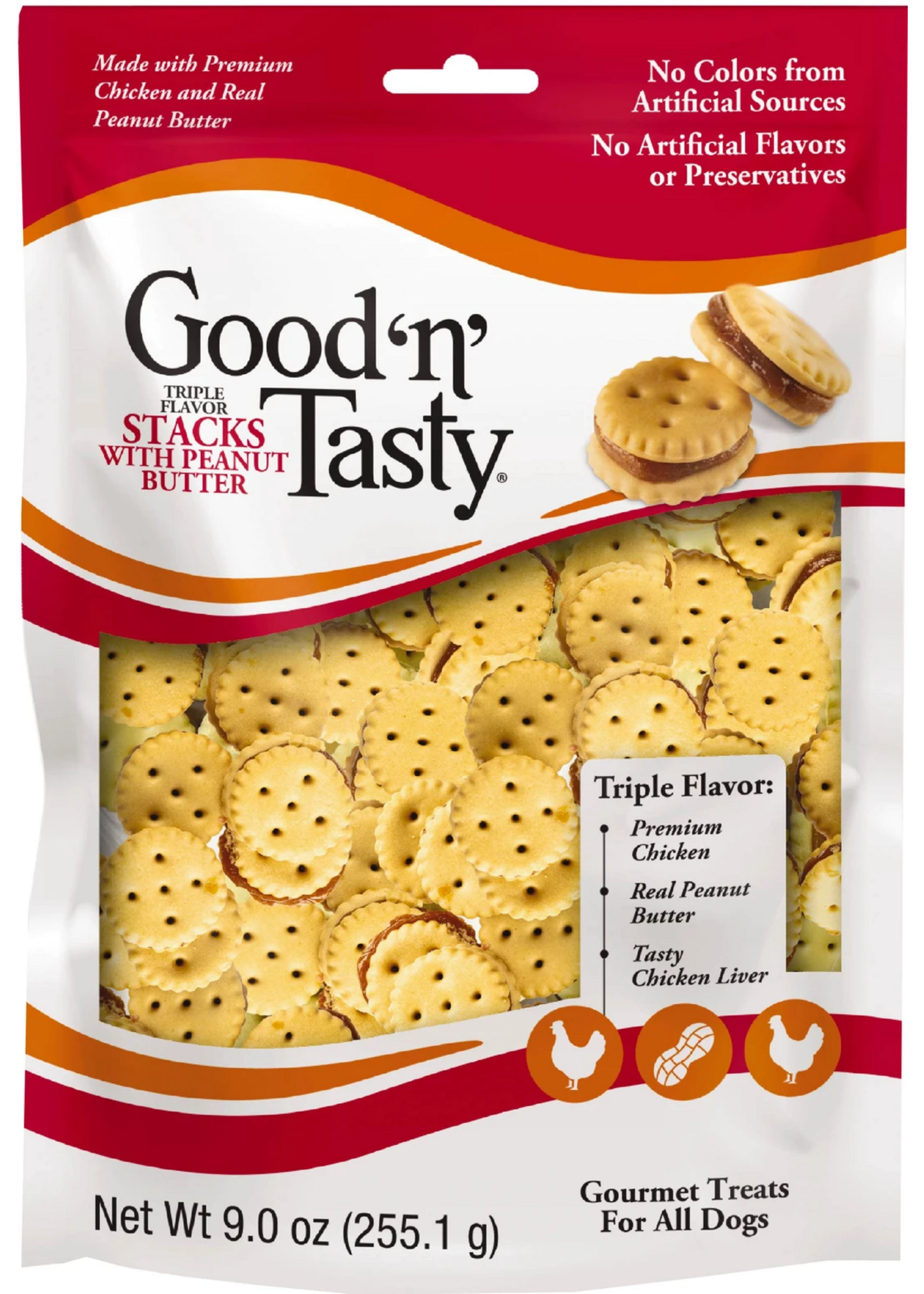 Good 'N' Tasty Good 'N' Tasty Triple Flavor Stacks Chicken & Peanut Butter Dog Treats - 9 oz