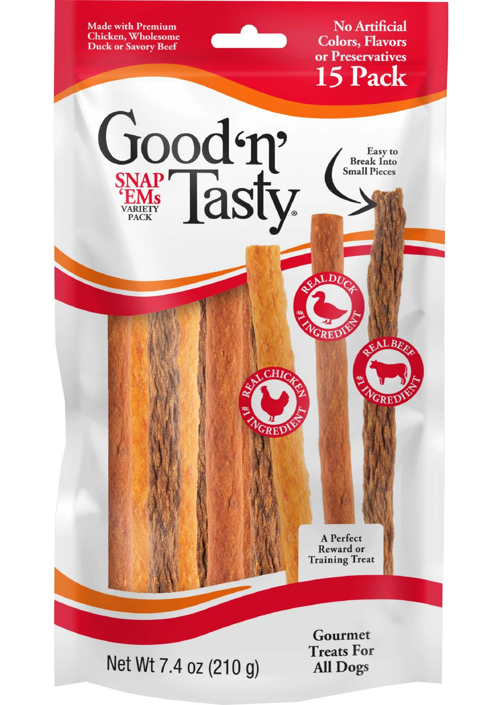 Good 'N' Tasty Good 'N' Tasty Snap 'Ems Chicken, Duck & Beef Dog Treats - 7.4 oz, 15 Pack