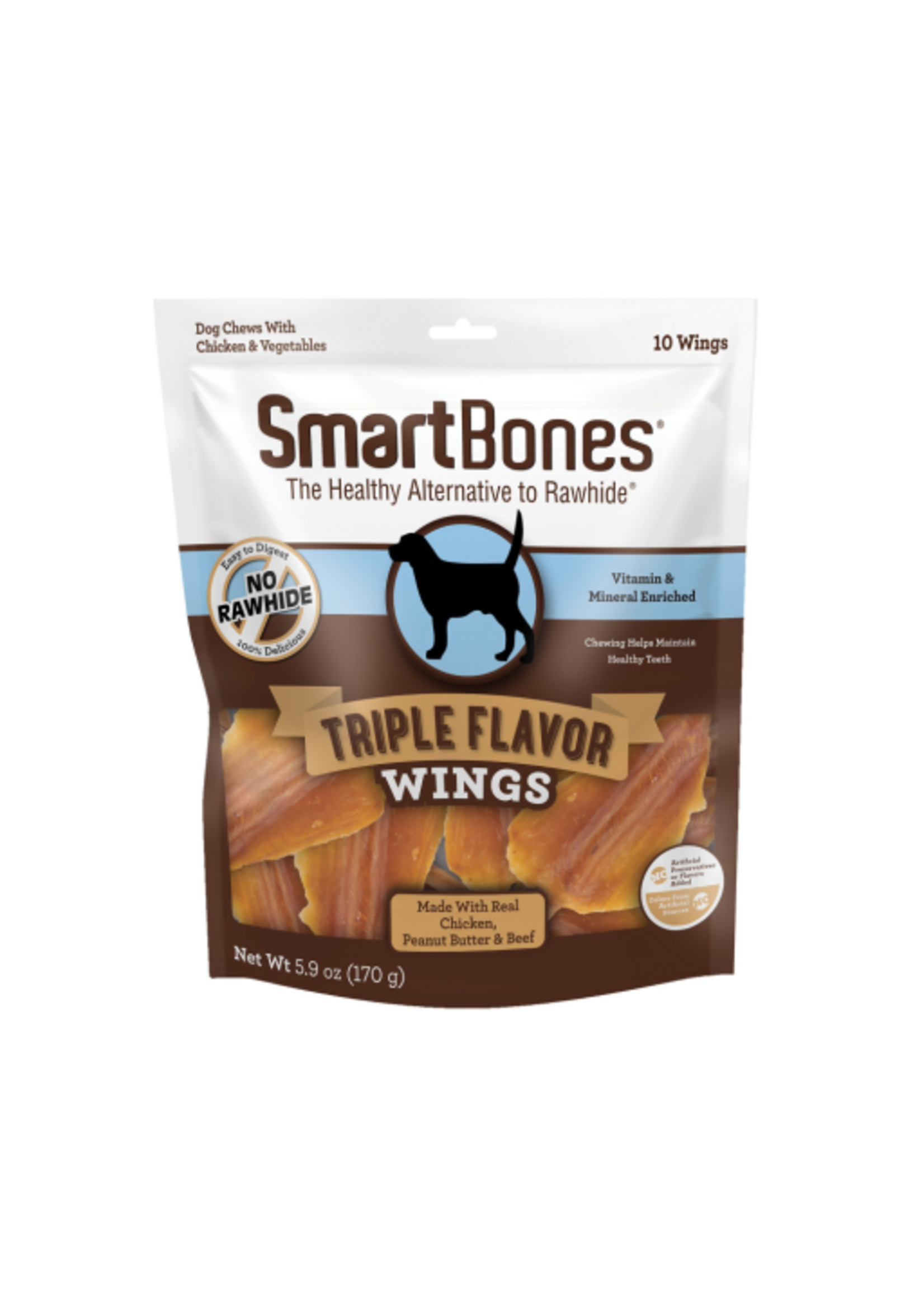 SmartBones SmartBones Triple Flavor Wings Chicken, Peanut Butter & Beef Dog Treats - 5.9 oz, 10 Pack