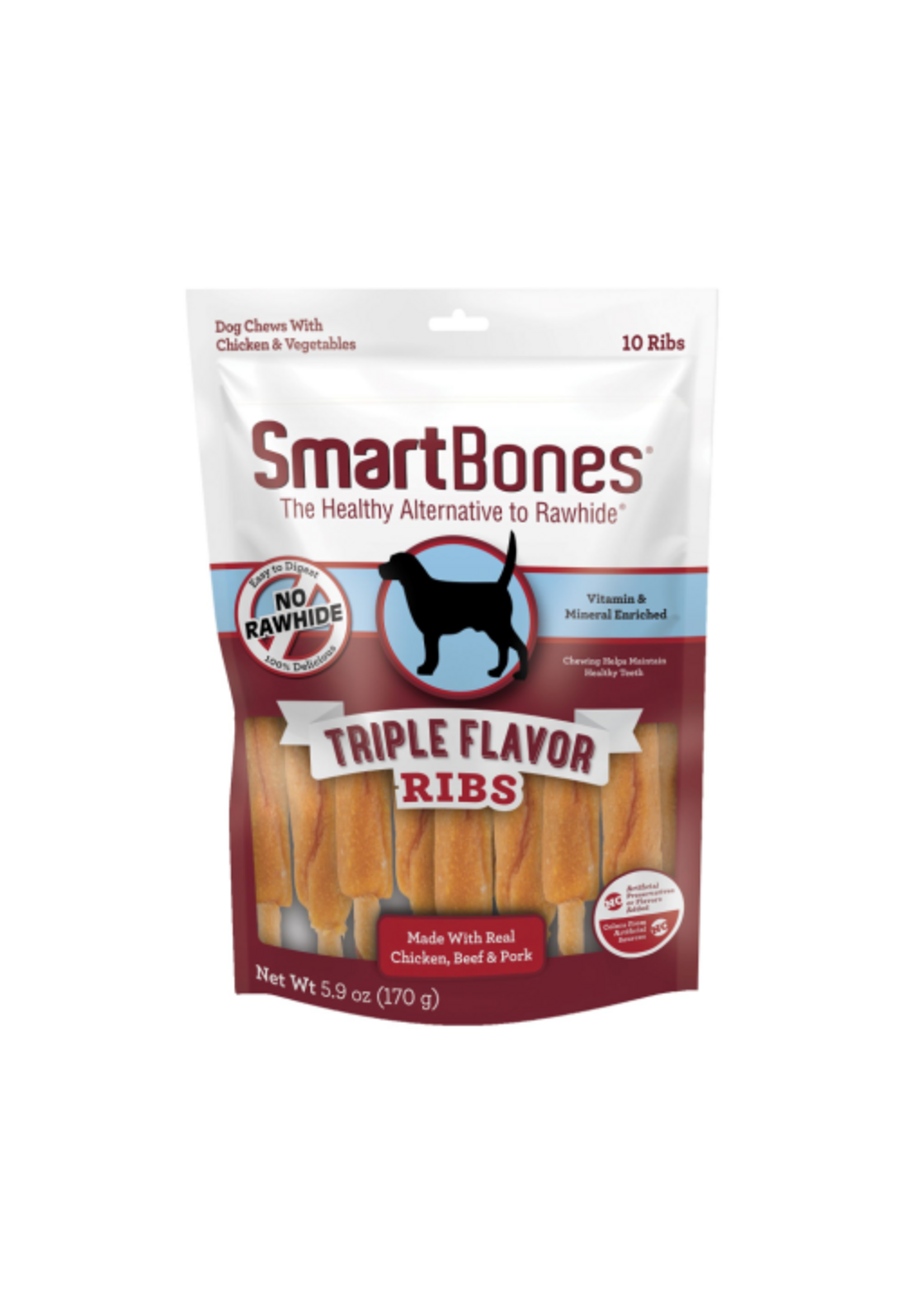 SmartBones SmartBones Triple Flavor Ribs Chicken, Beef & Pork Dog Treats - 5.9 oz, 10 Pack